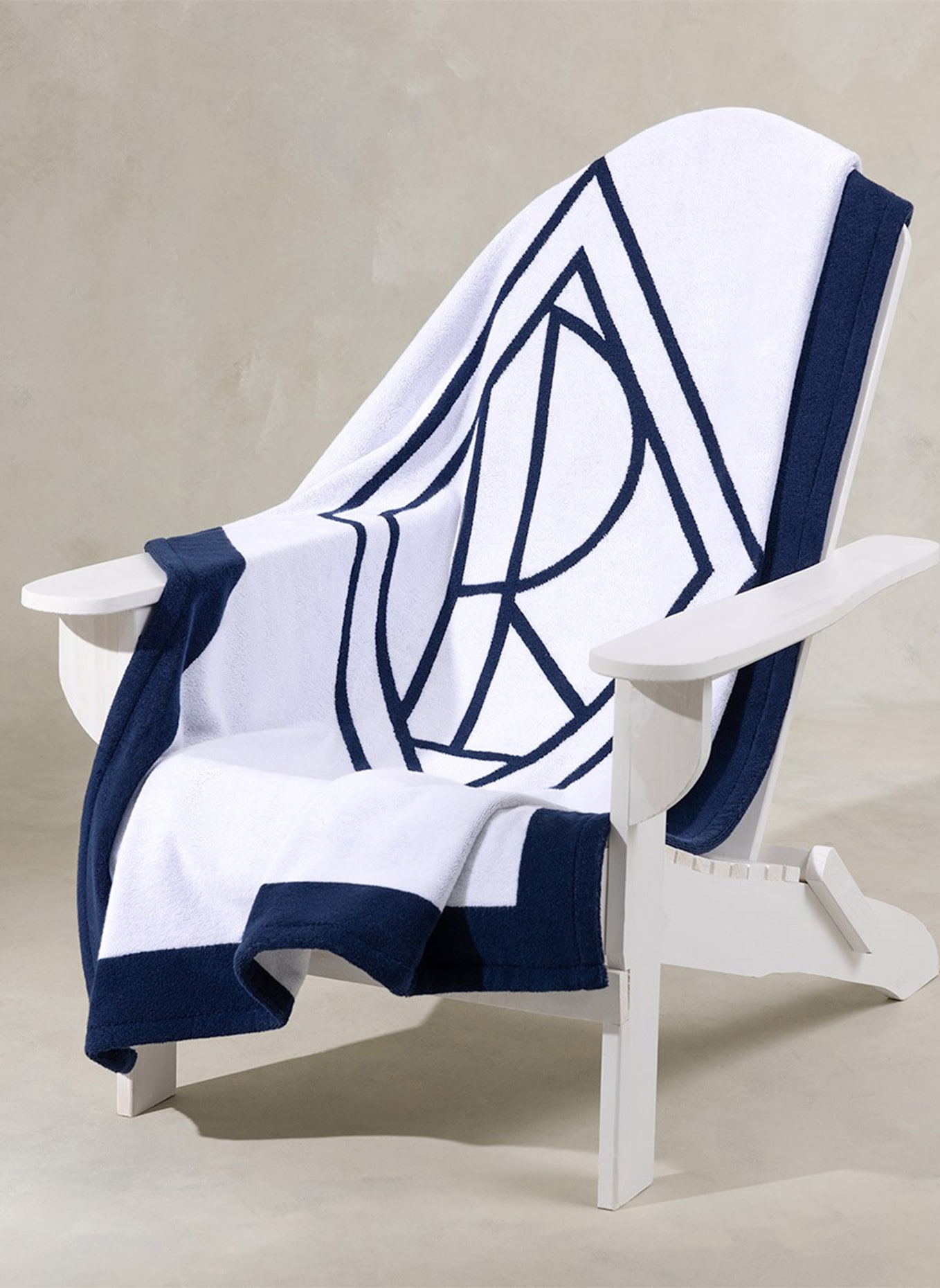 RALPH LAUREN HOME Strandtuch BLAIR: WEISS/ DUNKELBLAU