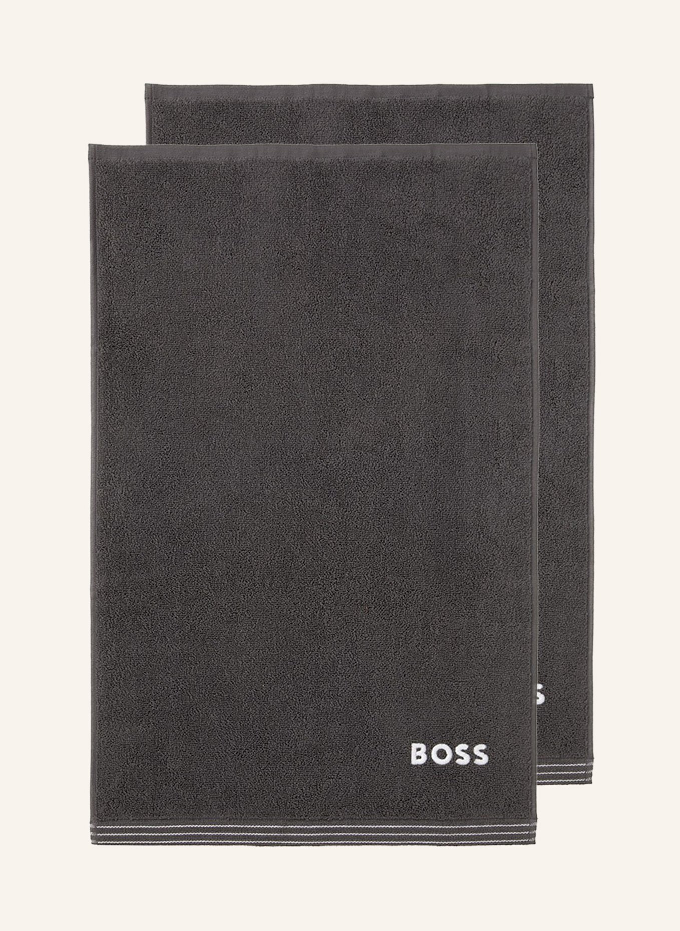BOSS Gästetuch 2er Set EDGE: DUNKELGRAU