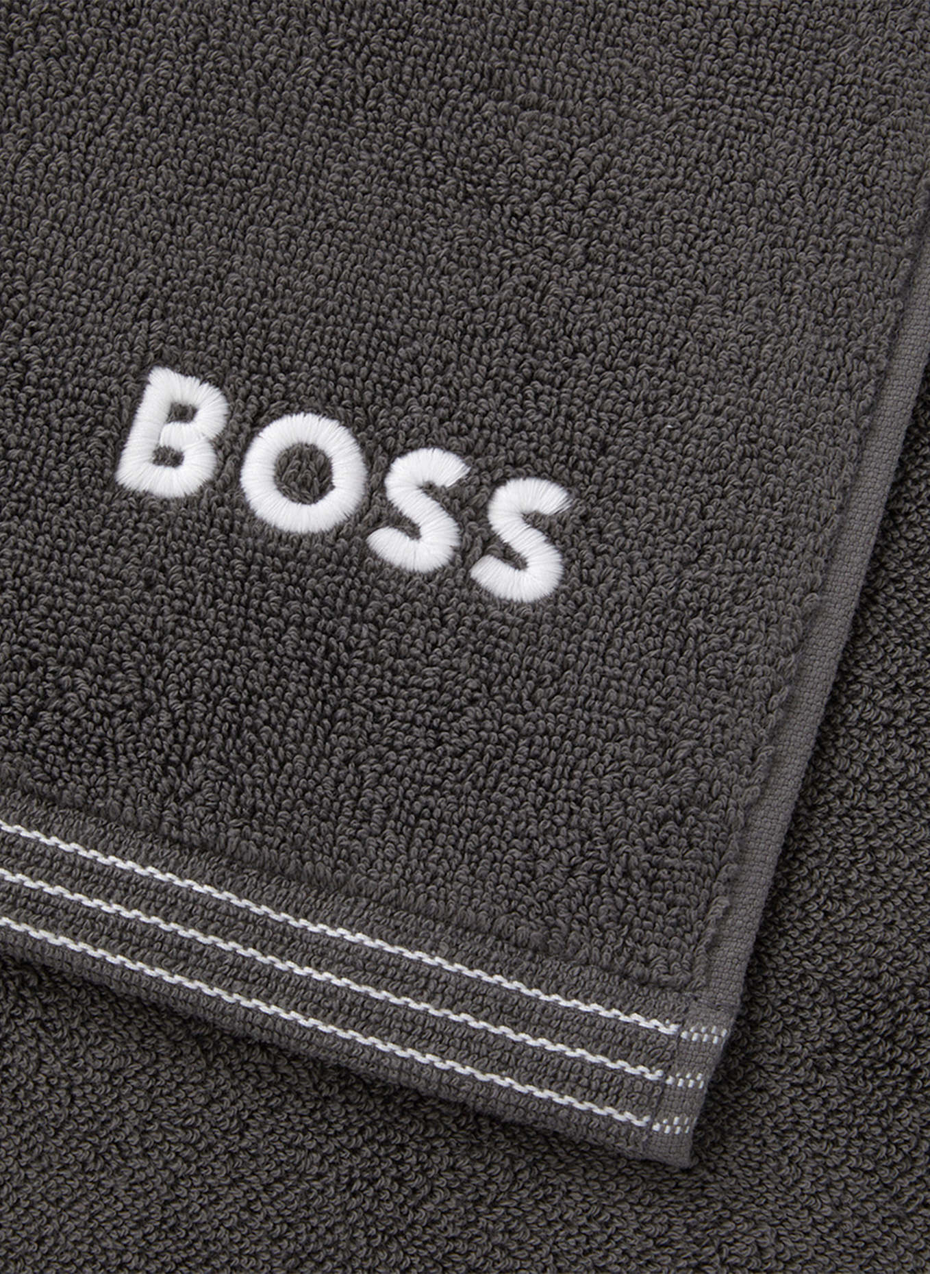 BOSS Gästetuch 2er Set EDGE: DUNKELGRAU