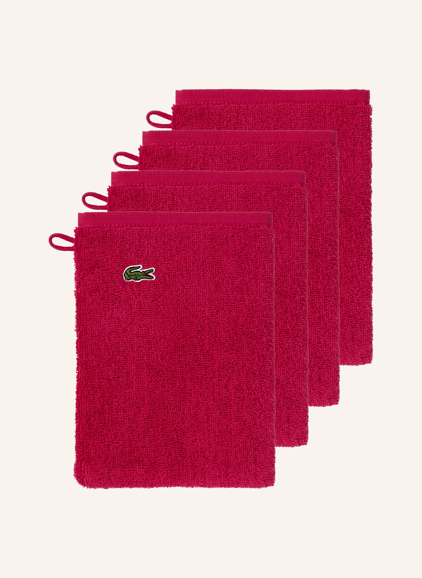 LACOSTE Waschhandschuh 4er Set LLECROCO: FUCHSIA