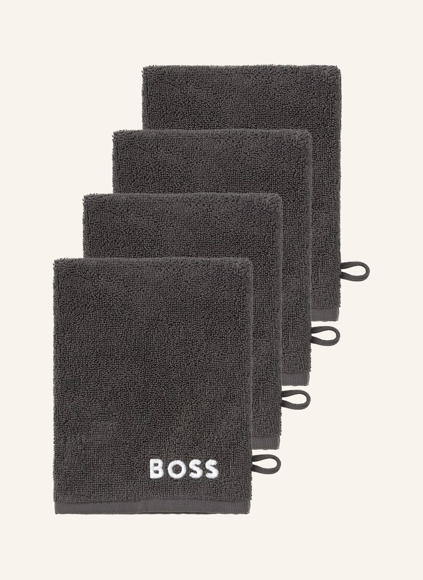 BOSS Waschhandschuh 4er Set EDGE: DUNKELGRAU