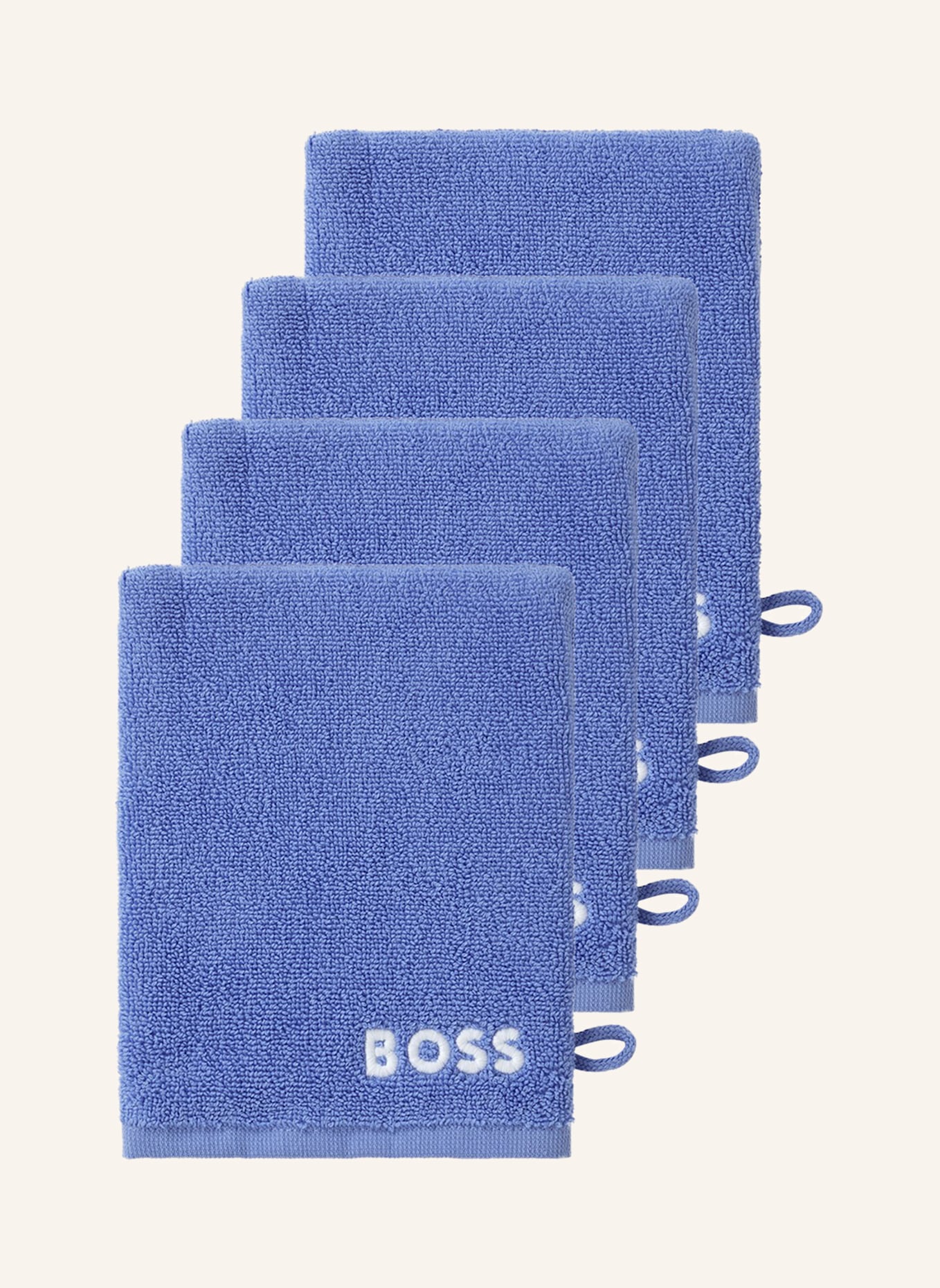 BOSS Waschhandschuh 4er Set EDGE: HELLBLAU