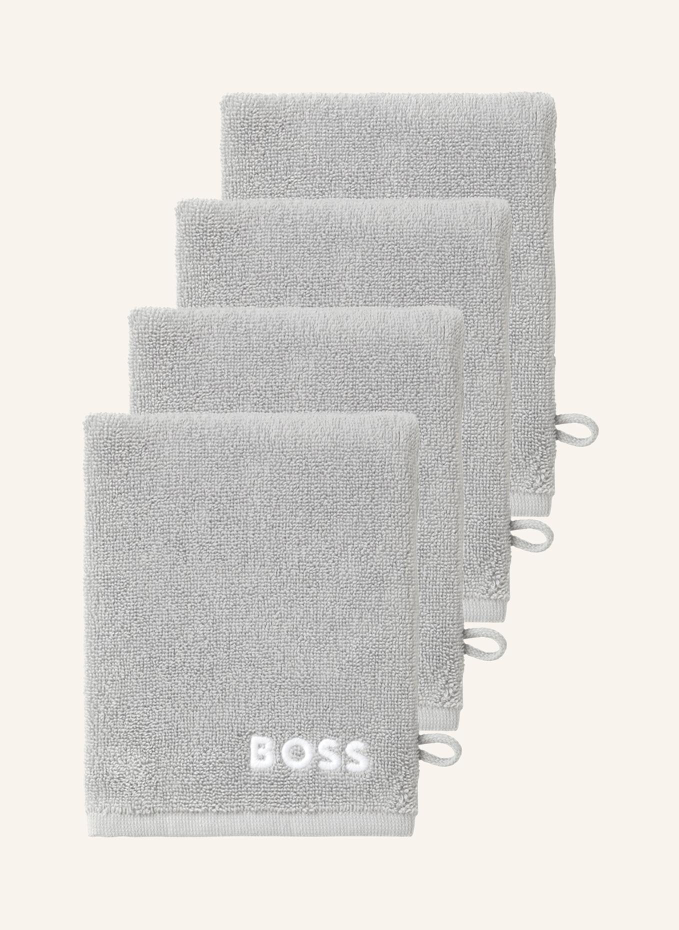BOSS Waschhandschuh 4er Set EDGE: HELLGRAU