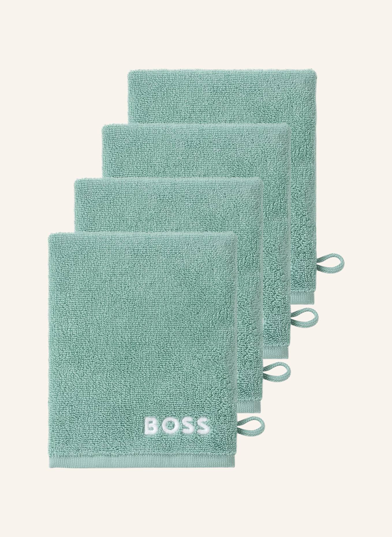 BOSS Waschhandschuh 4er Set EDGE: HELLGRÜN