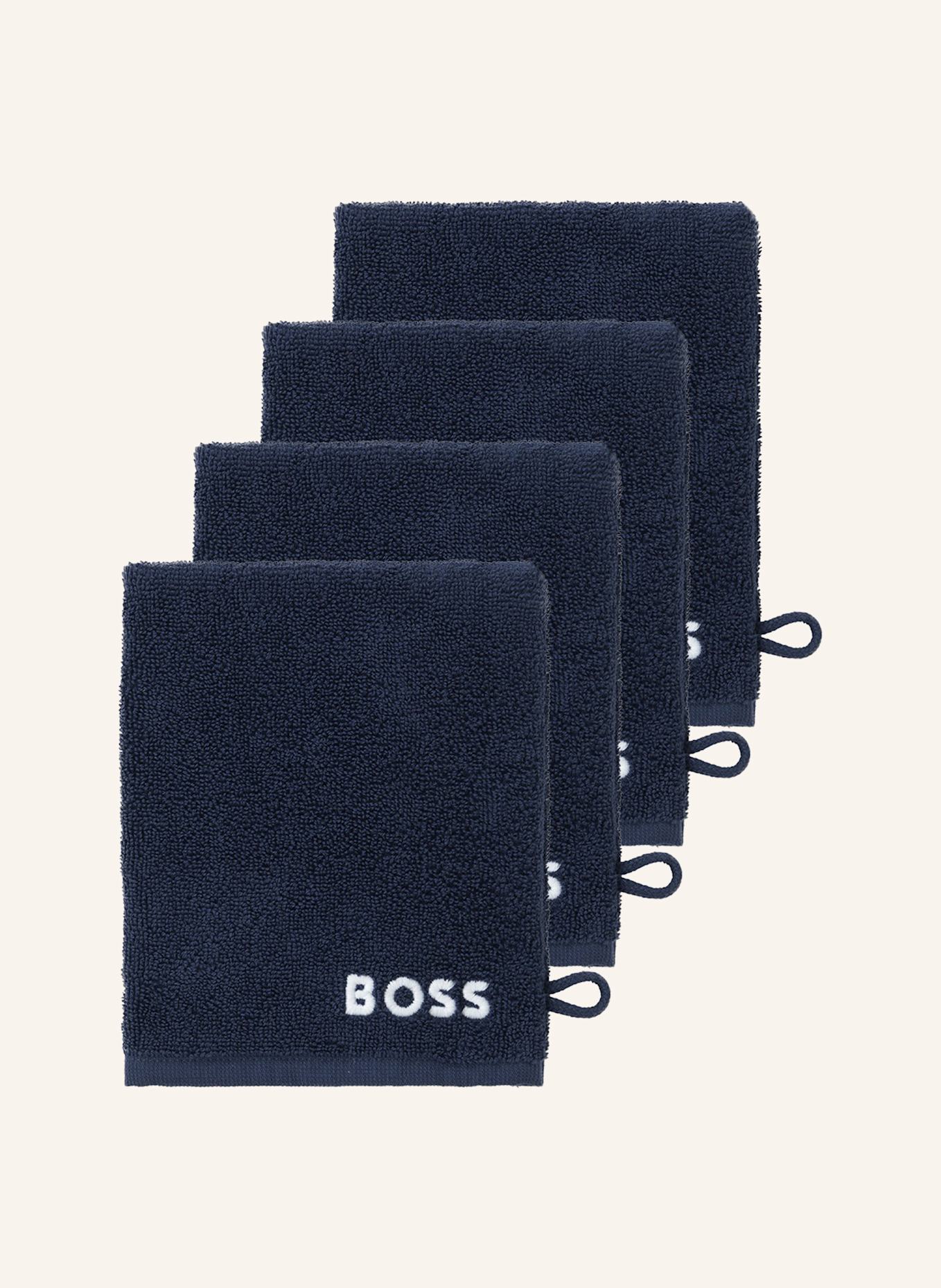 BOSS Waschhandschuh 4er Set EDGE: DUNKELBLAU