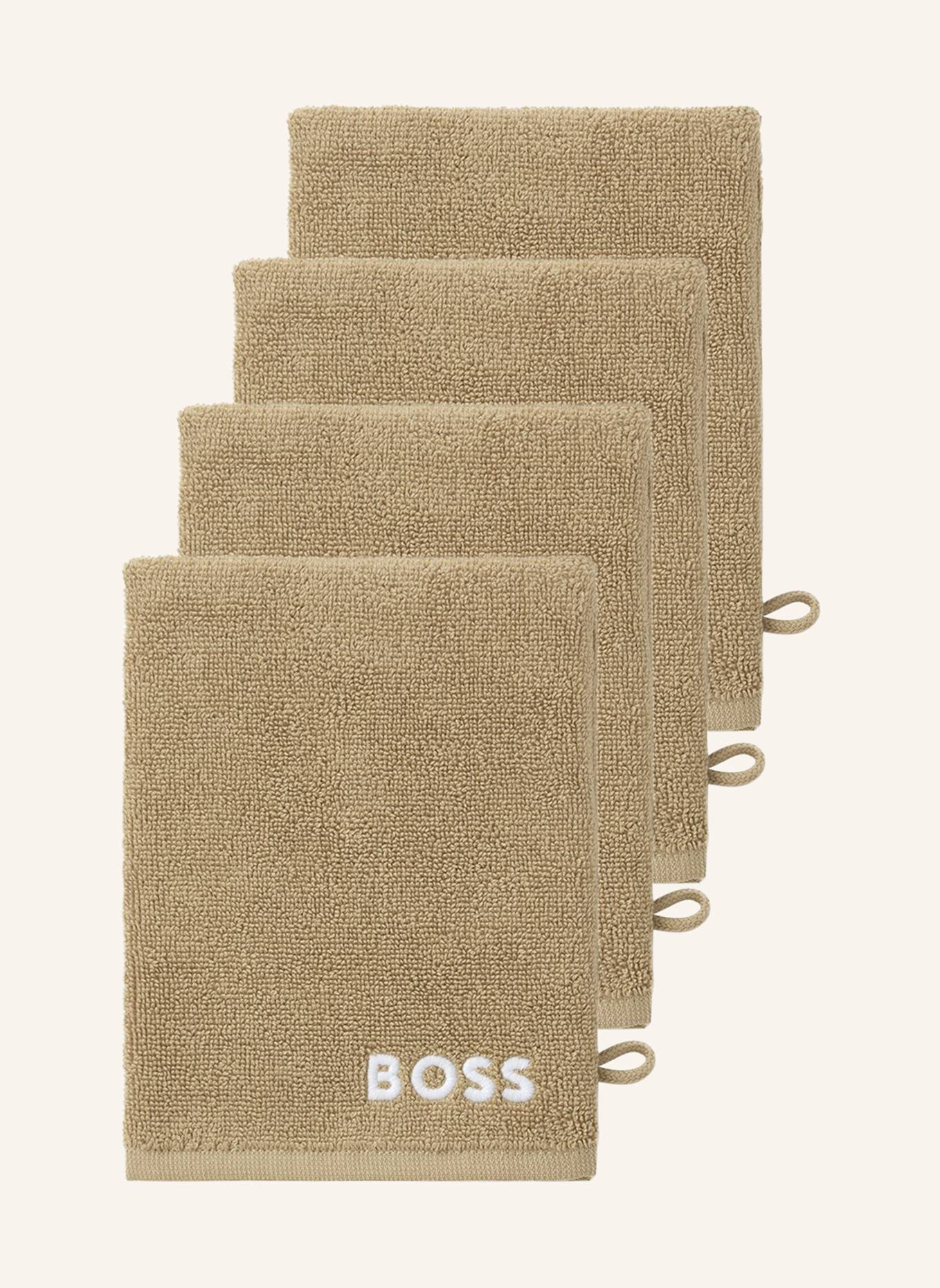 BOSS Waschhandschuh 4er Set EDGE: HELLBRAUN