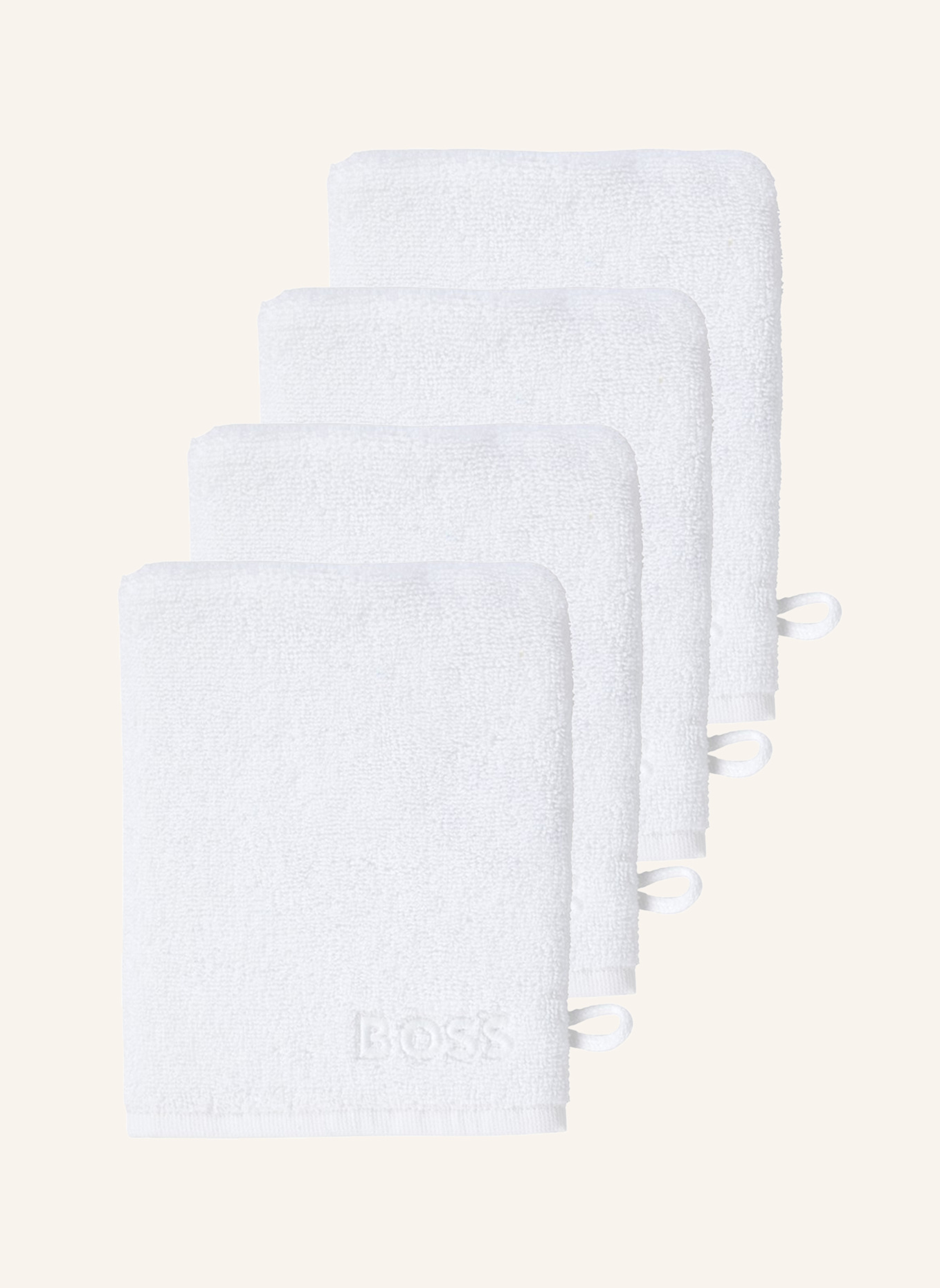 BOSS Waschhandschuh 4er Set EDGE: WEISS