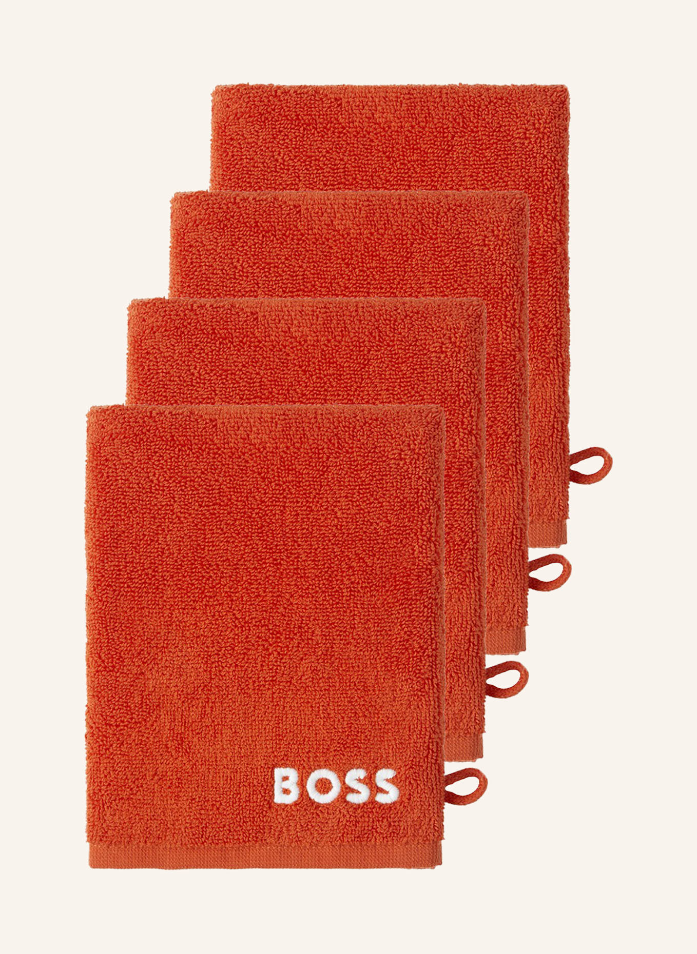 BOSS Waschhandschuh 4er Set EDGE: ROT
