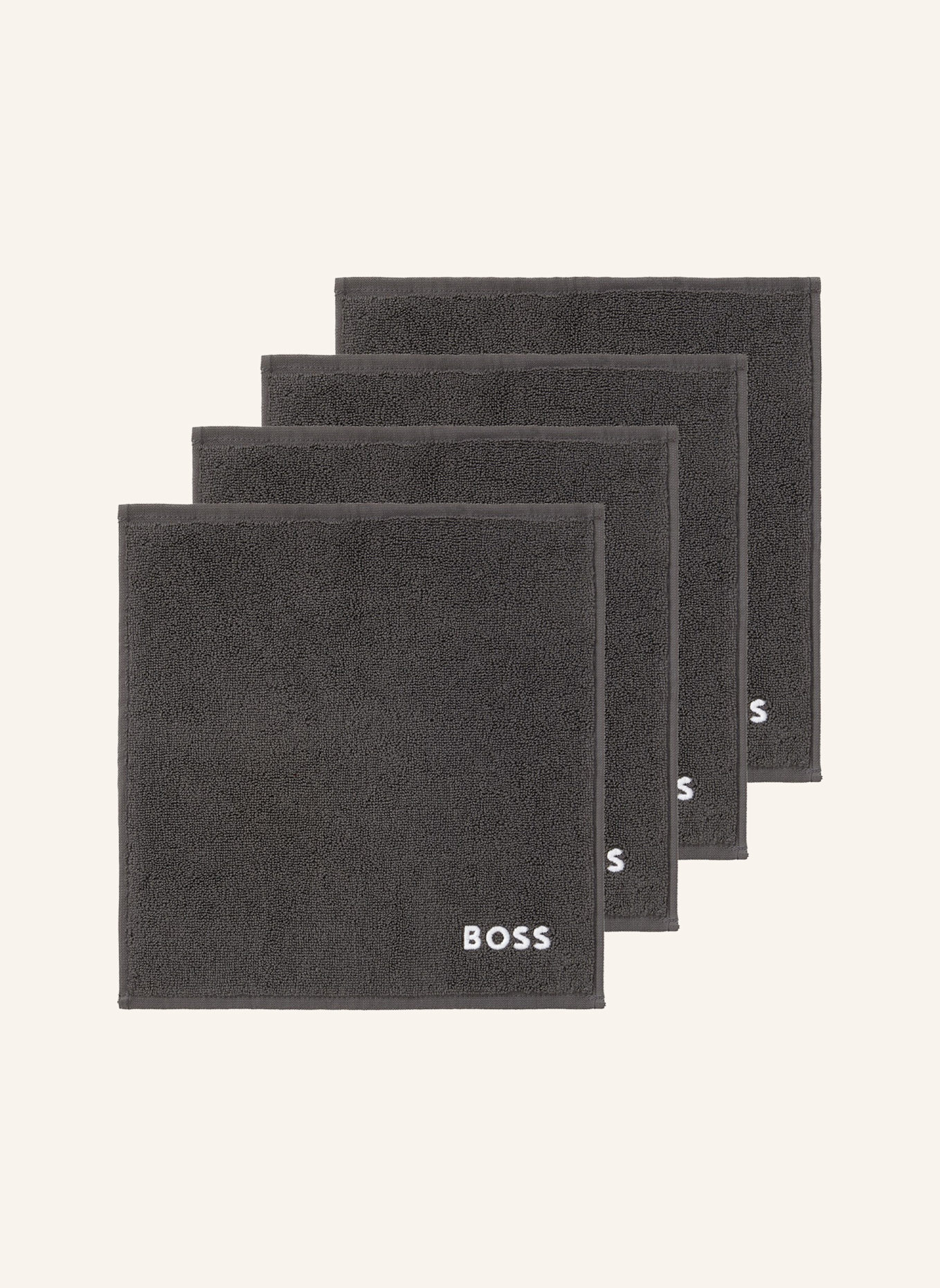 BOSS Waschlappen 4er Set EDGE: DUNKELGRAU