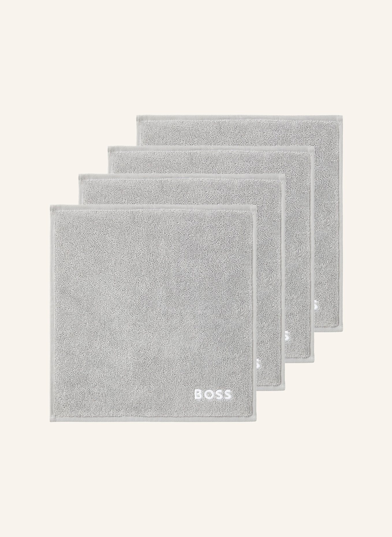 BOSS Waschlappen 4er Set EDGE: HELLGRAU