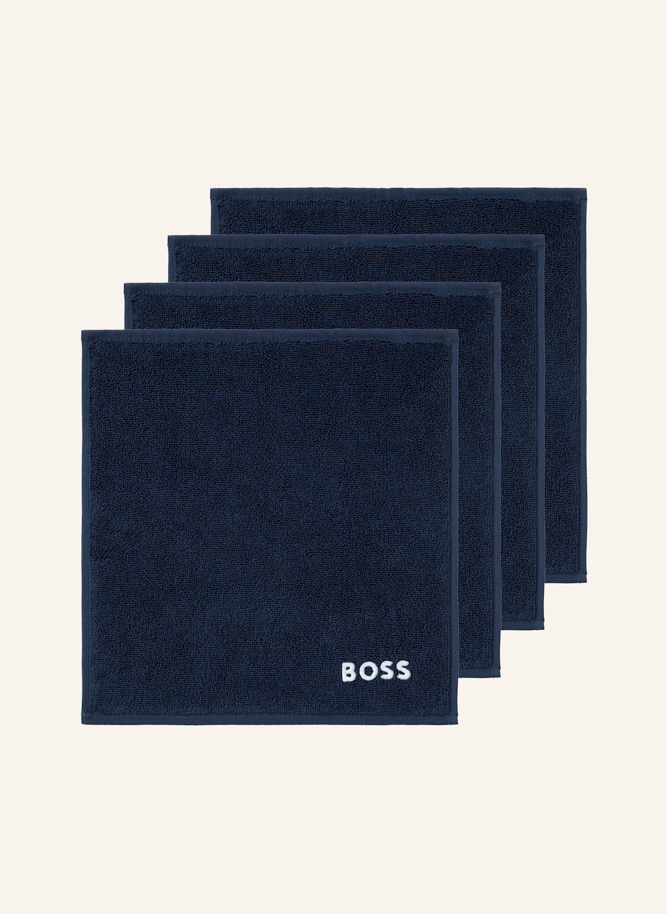 BOSS Waschlappen 4er Set EDGE: DUNKELBLAU