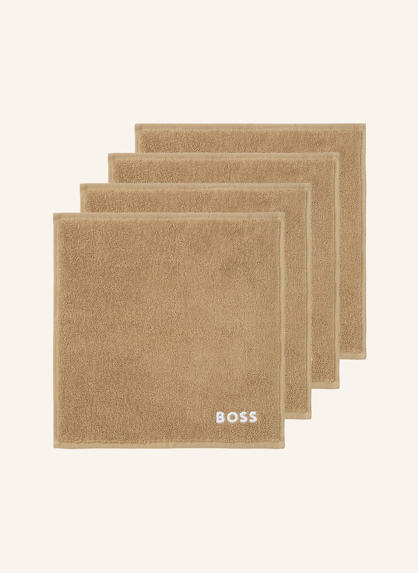 BOSS Waschlappen 4er Set EDGE: HELLBRAUN