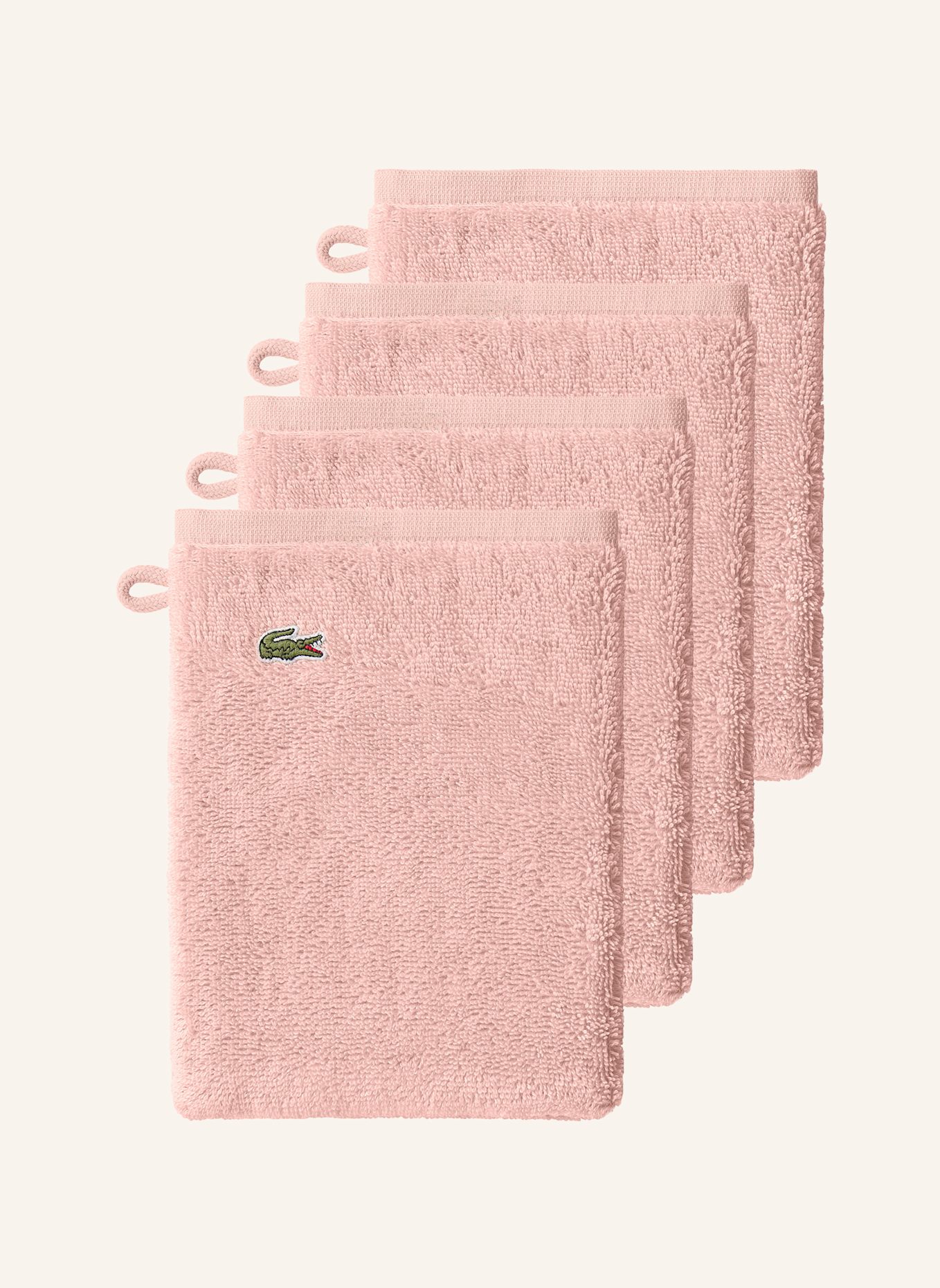 LACOSTE Waschhandschuh 4er Set LLECROCO: ROSÉ