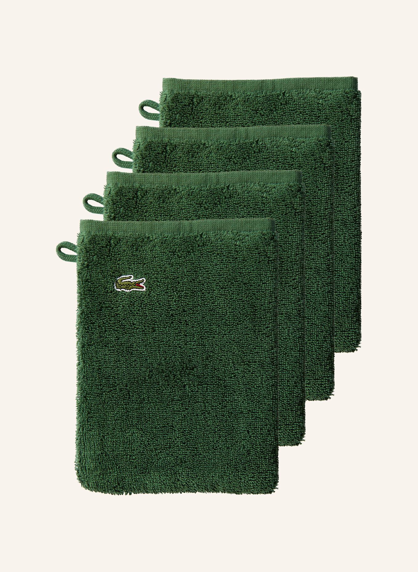 LACOSTE Waschhandschuh 4er Set LLECROCO: GRÜN