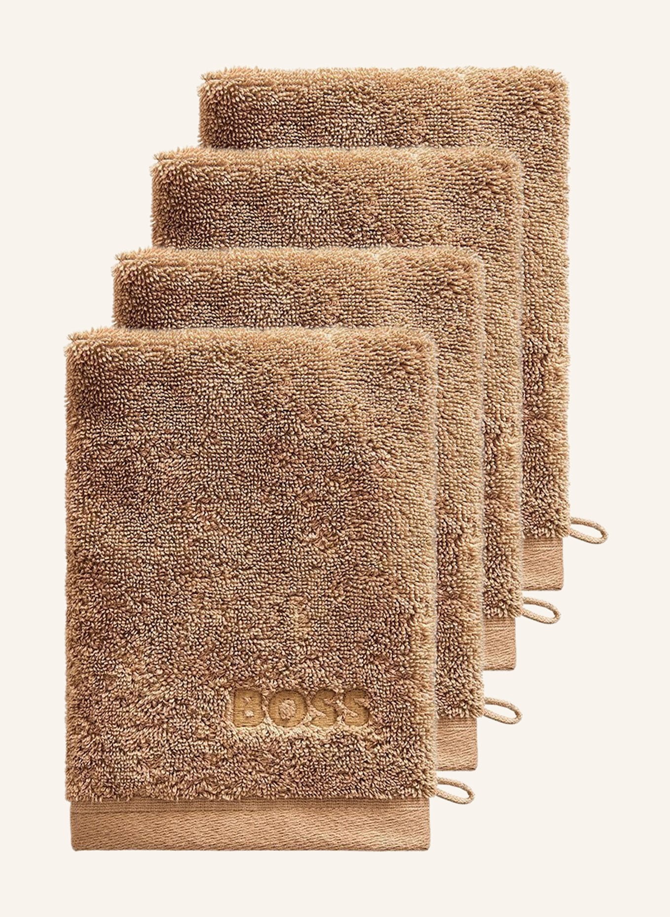 BOSS Waschhandschuh 4er Set LOFT: CAMEL