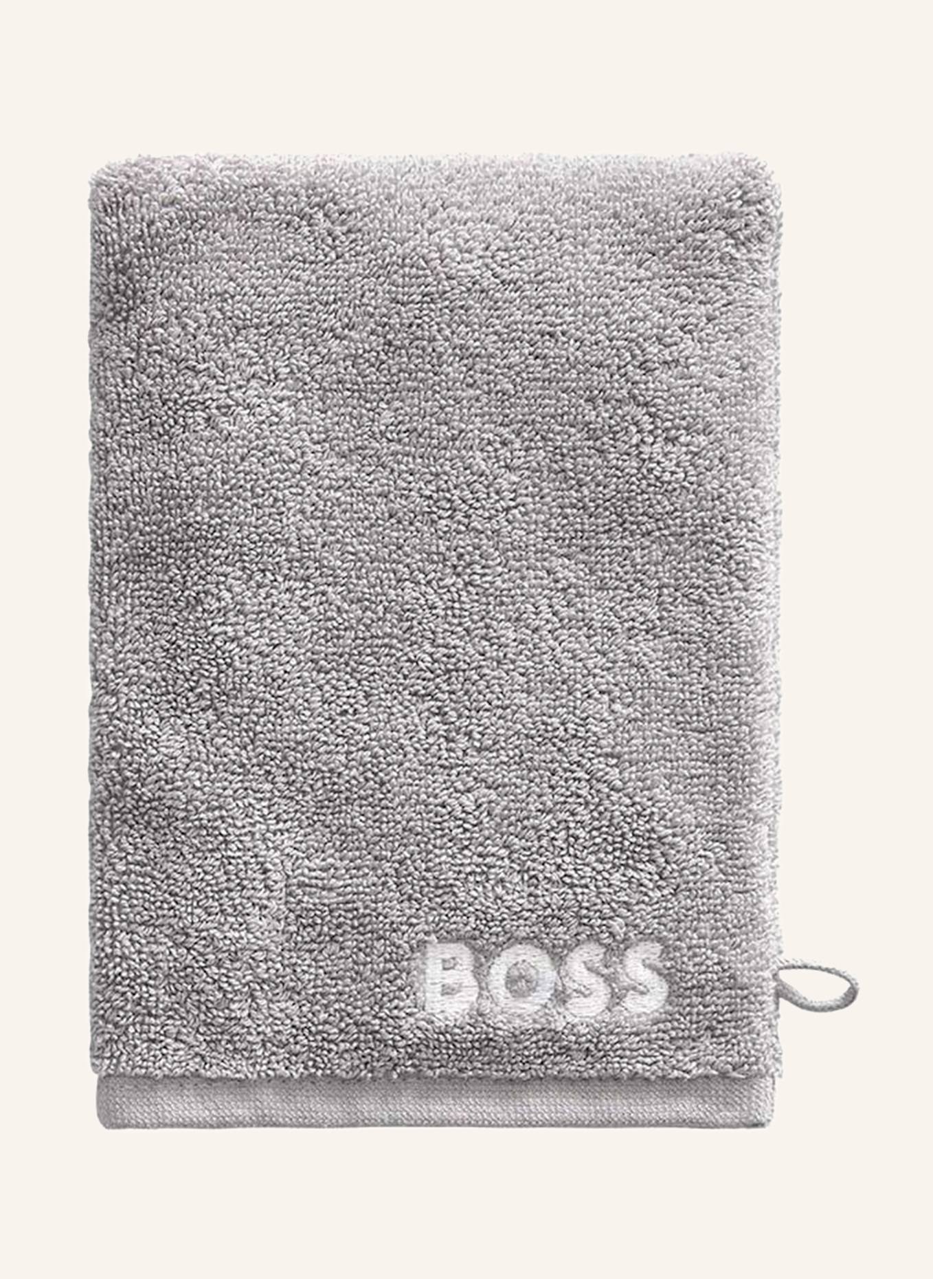 BOSS Waschhandschuh 4er Set PLAIN: HELLGRAU