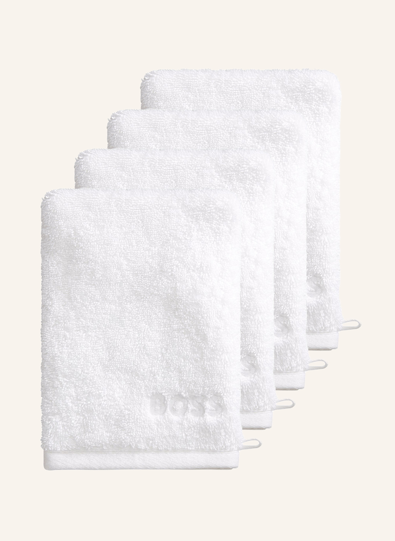 BOSS Waschhandschuh 4er Set LOFT: WEISS