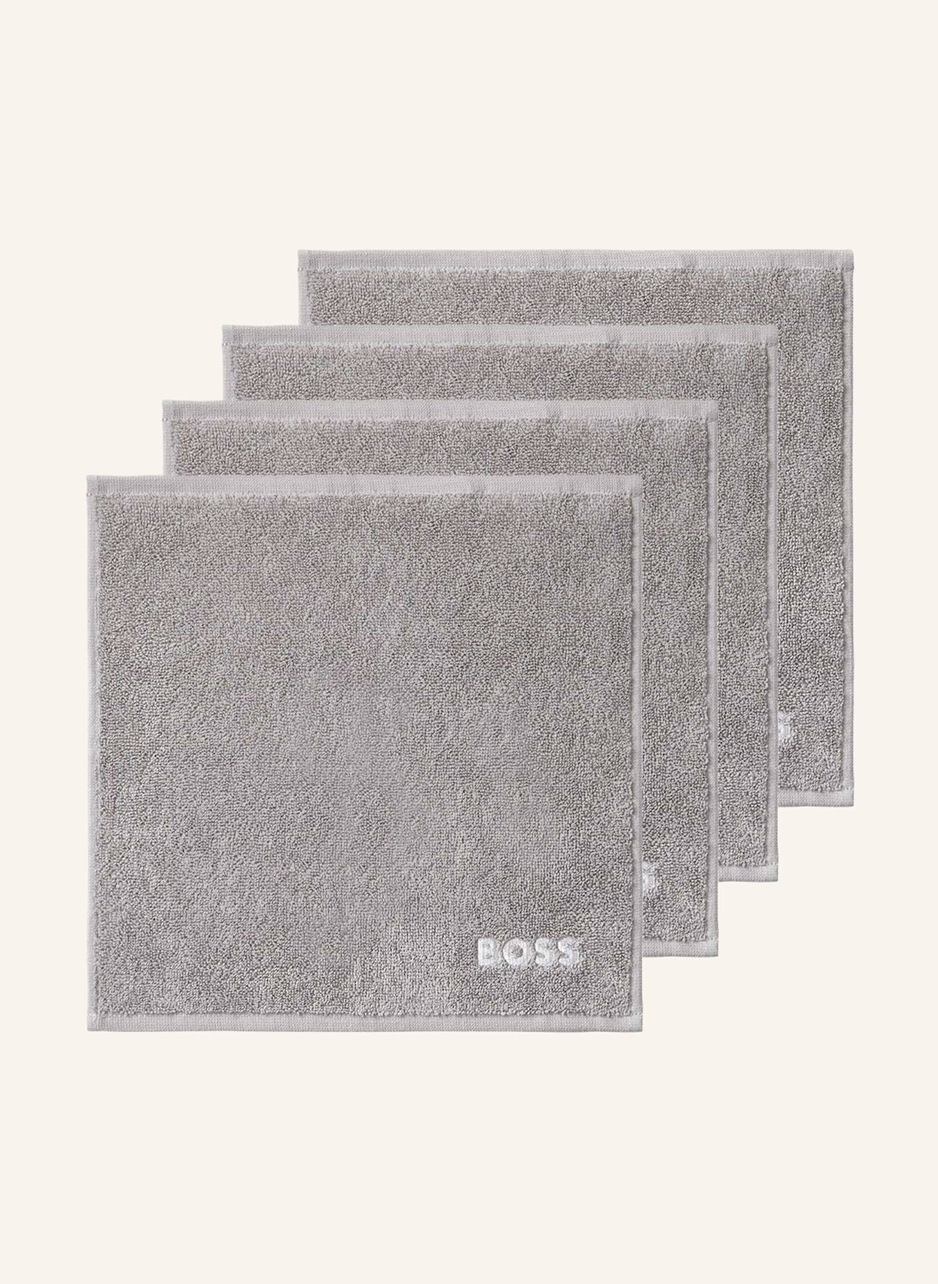 BOSS Waschlappen 4er Set PLAIN: HELLGRAU
