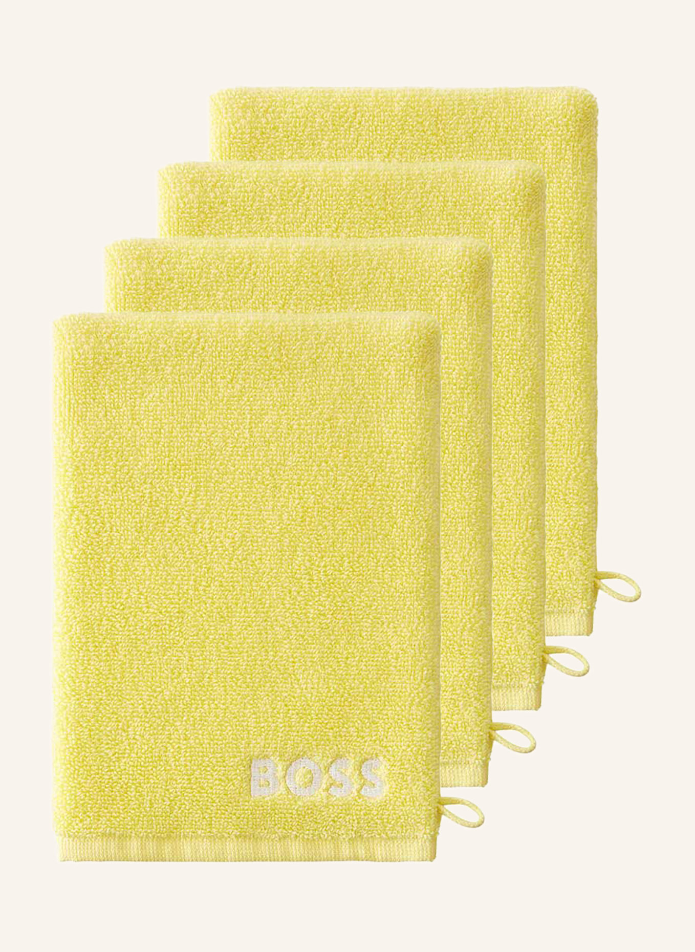 BOSS Waschhandschuh 4er Set PLAIN: GELB