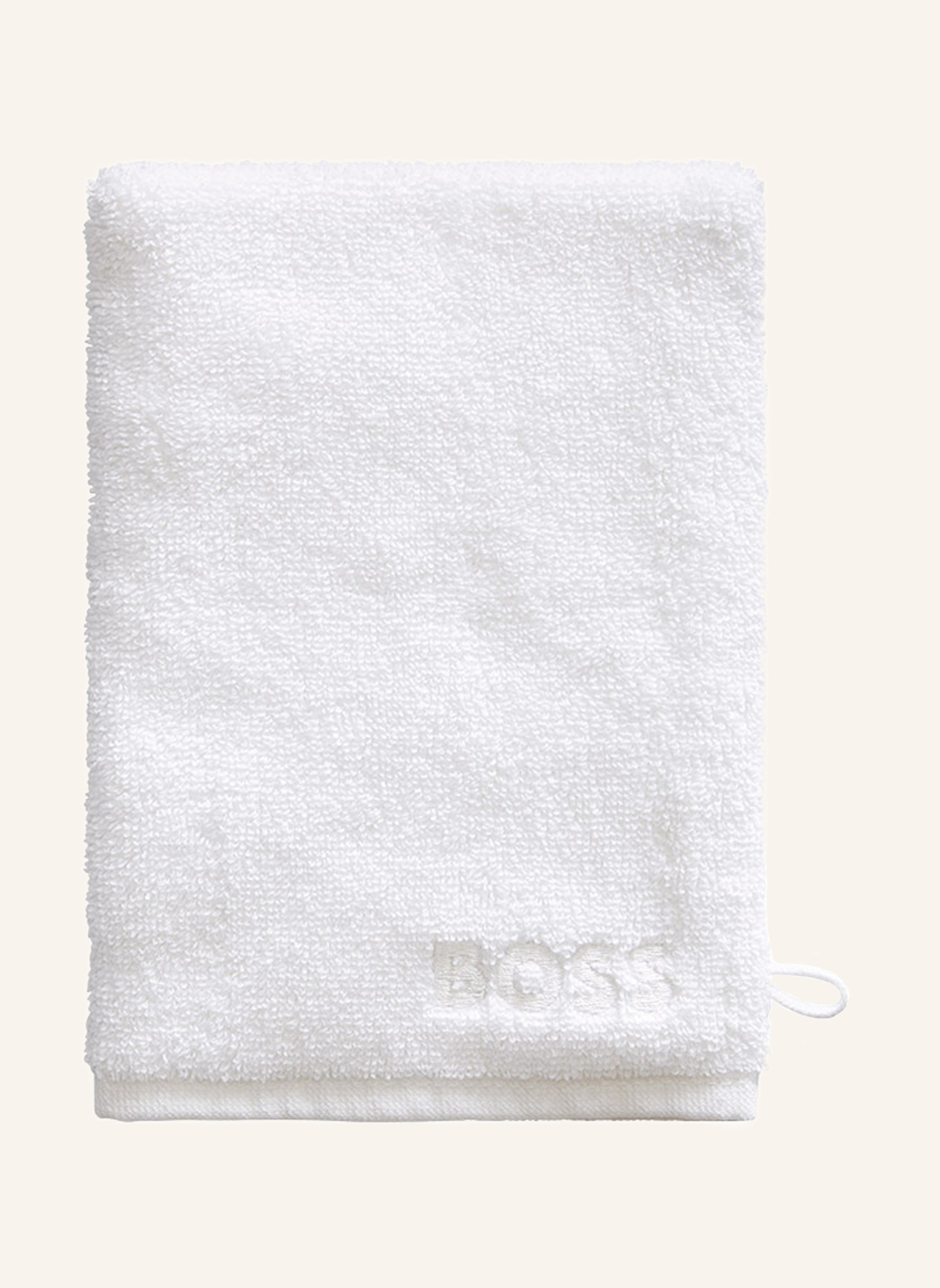 BOSS Waschhandschuh 4er Set PLAIN: WEISS