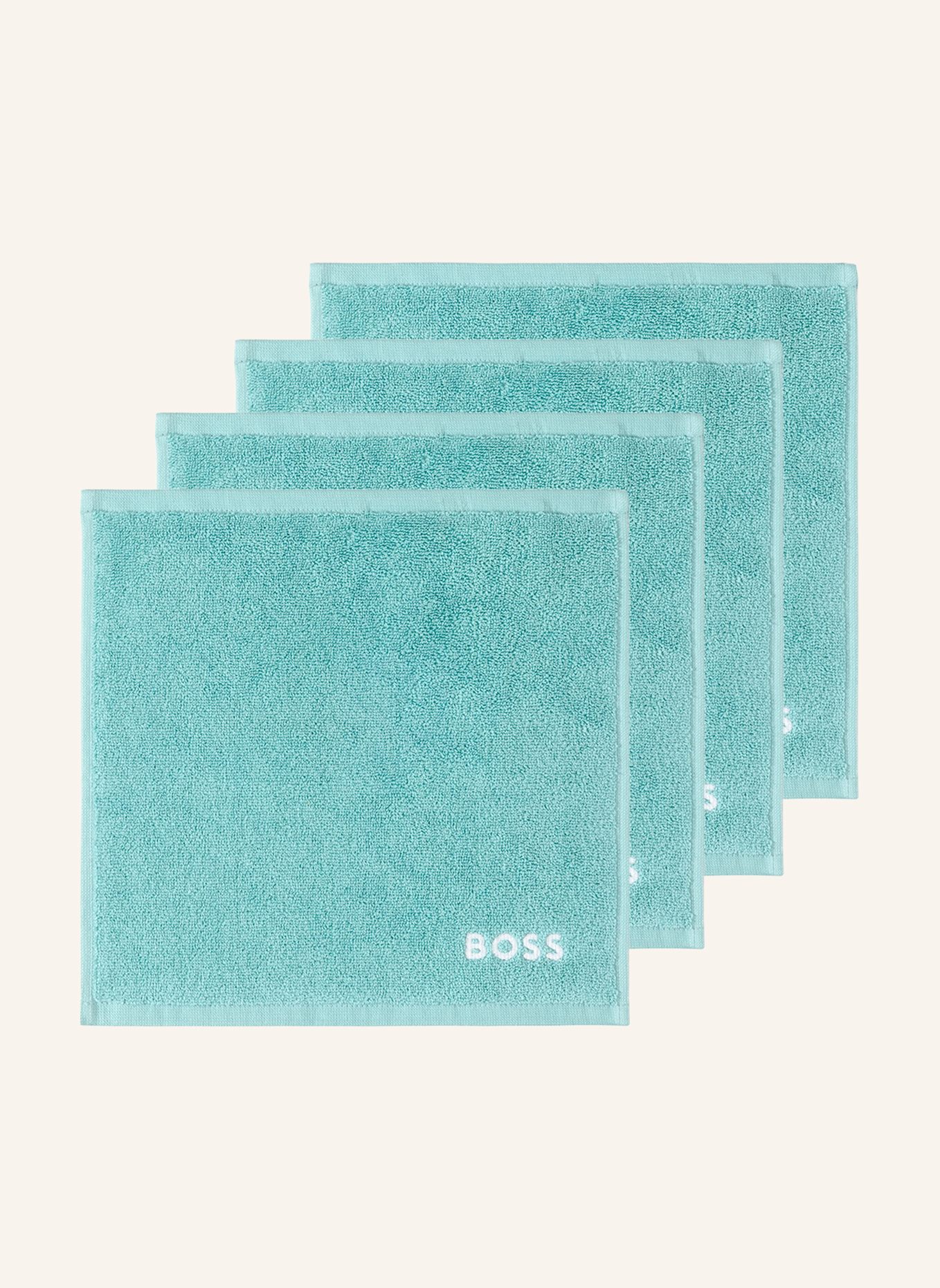 BOSS Waschlappen 4er Set PLAIN: TÜRKIS