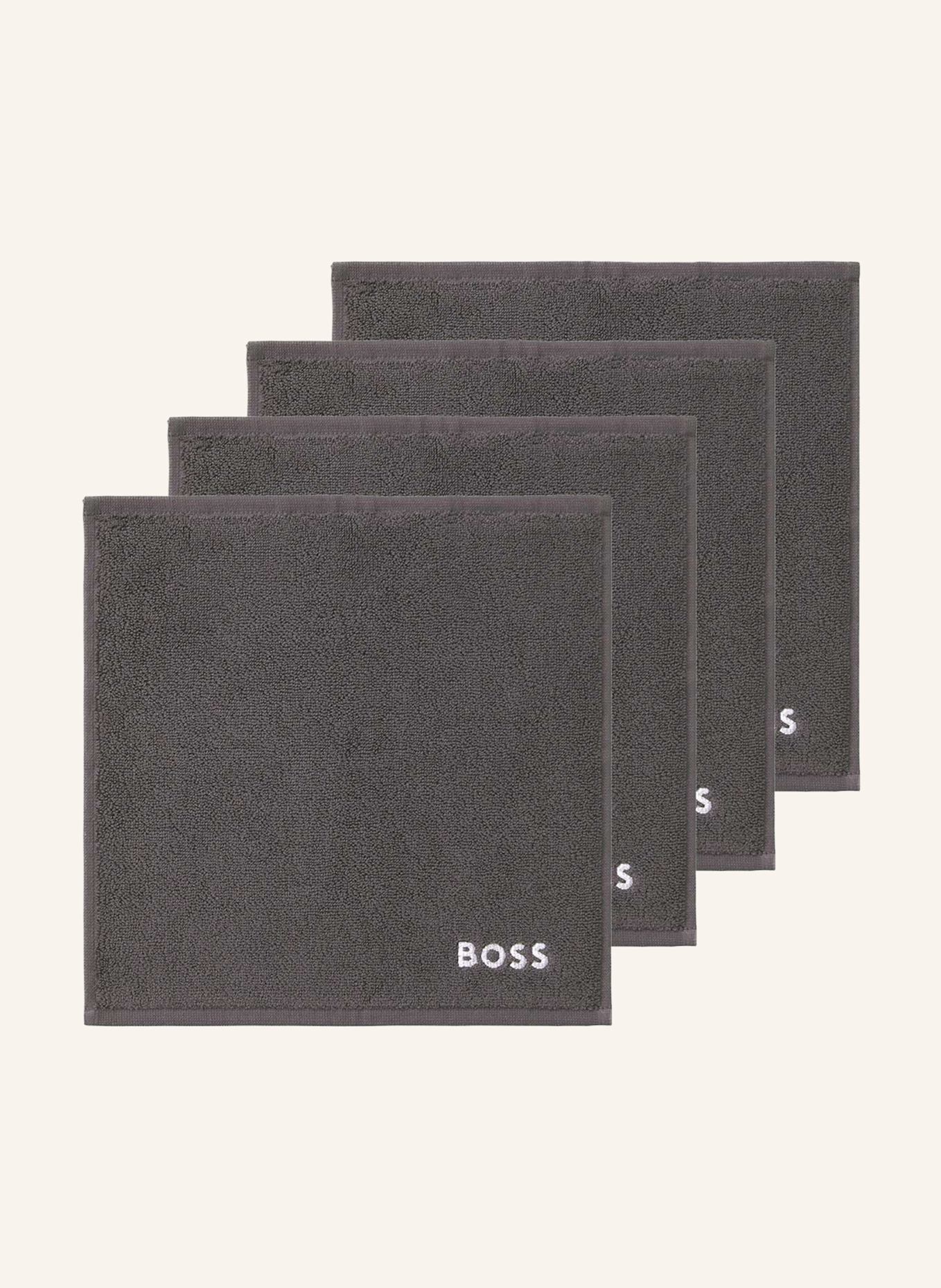 BOSS Waschlappen 4er Set PLAIN: DUNKELGRAU