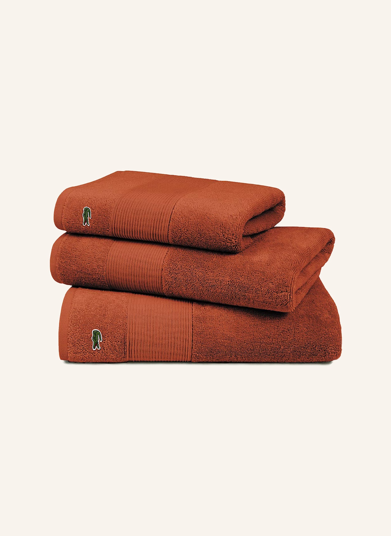 LACOSTE Gästetuch 2er Set LLECROCO: BRAUN