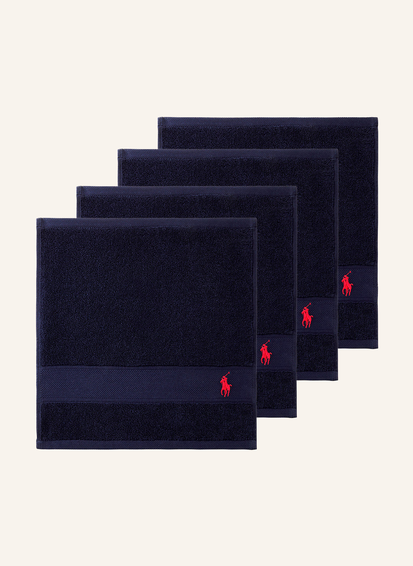 RALPH LAUREN HOME Waschhandschuh 4er Set POLOPLAYER: DUNKELBLAU