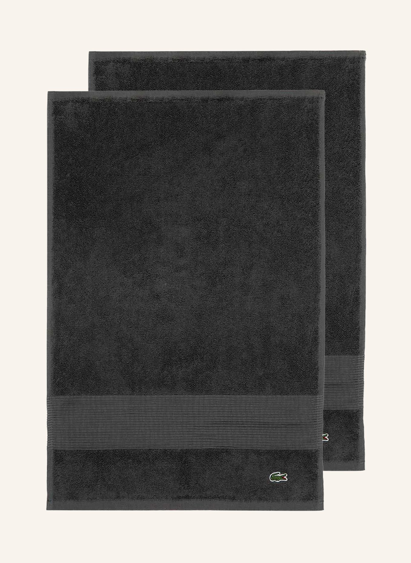 LACOSTE Gästetuch 2er Set LLECROCO: DUNKELGRAU