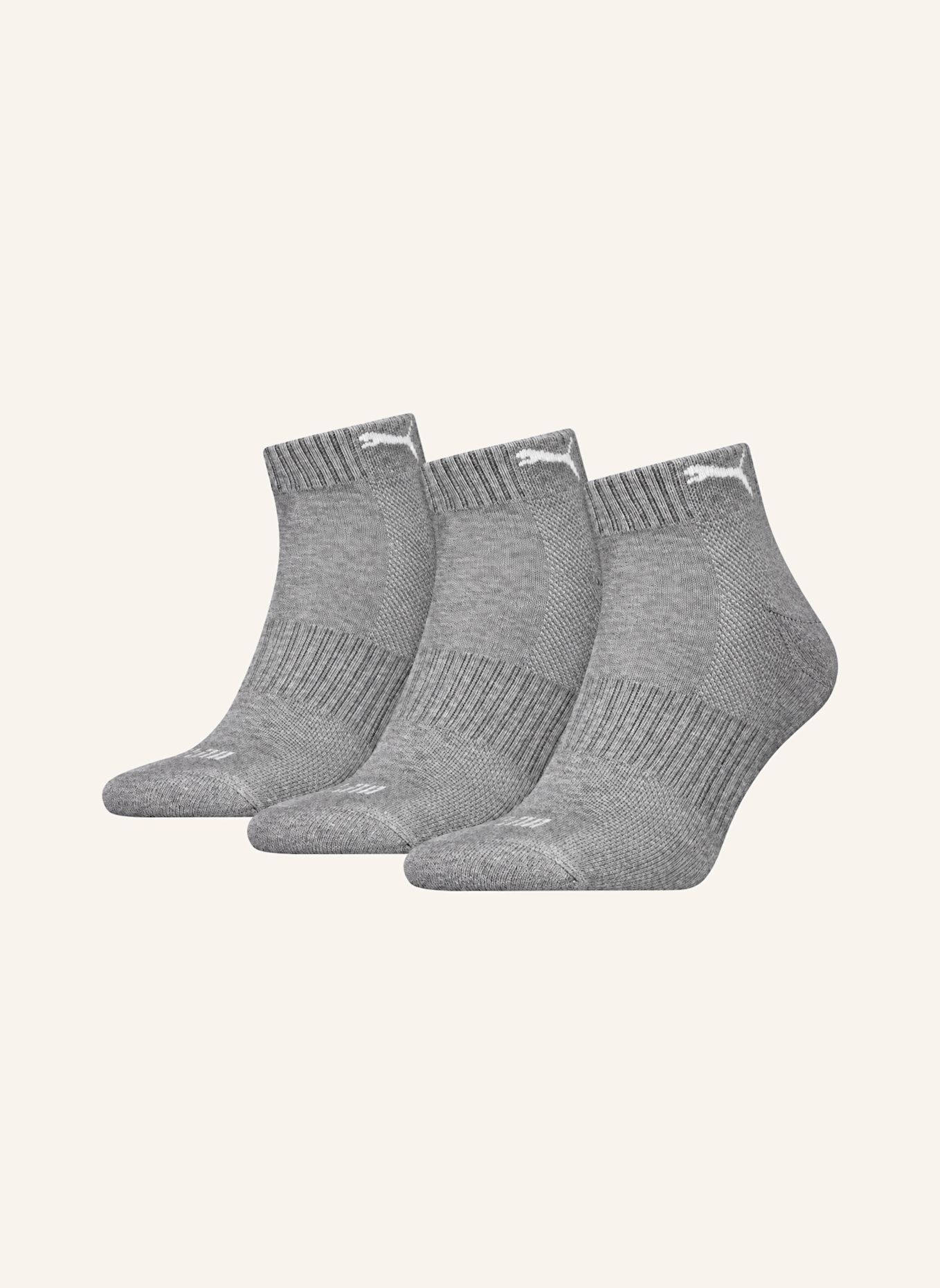 PUMA Socken QUARTER CUSHIONED 3-PACK: GRAU