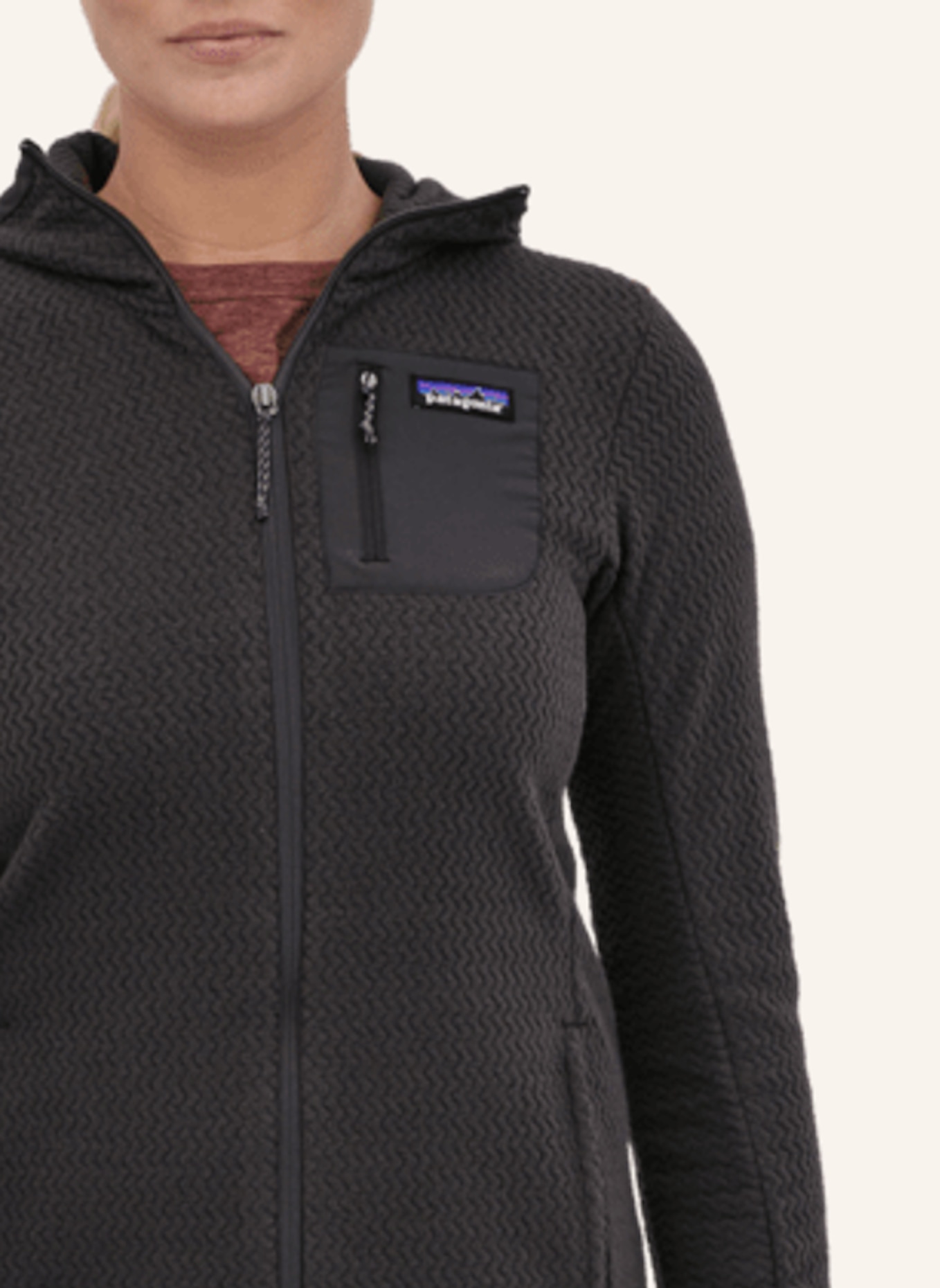 patagonia Fleece R1 AIR FULL ZIP BLACK: SCHWARZ