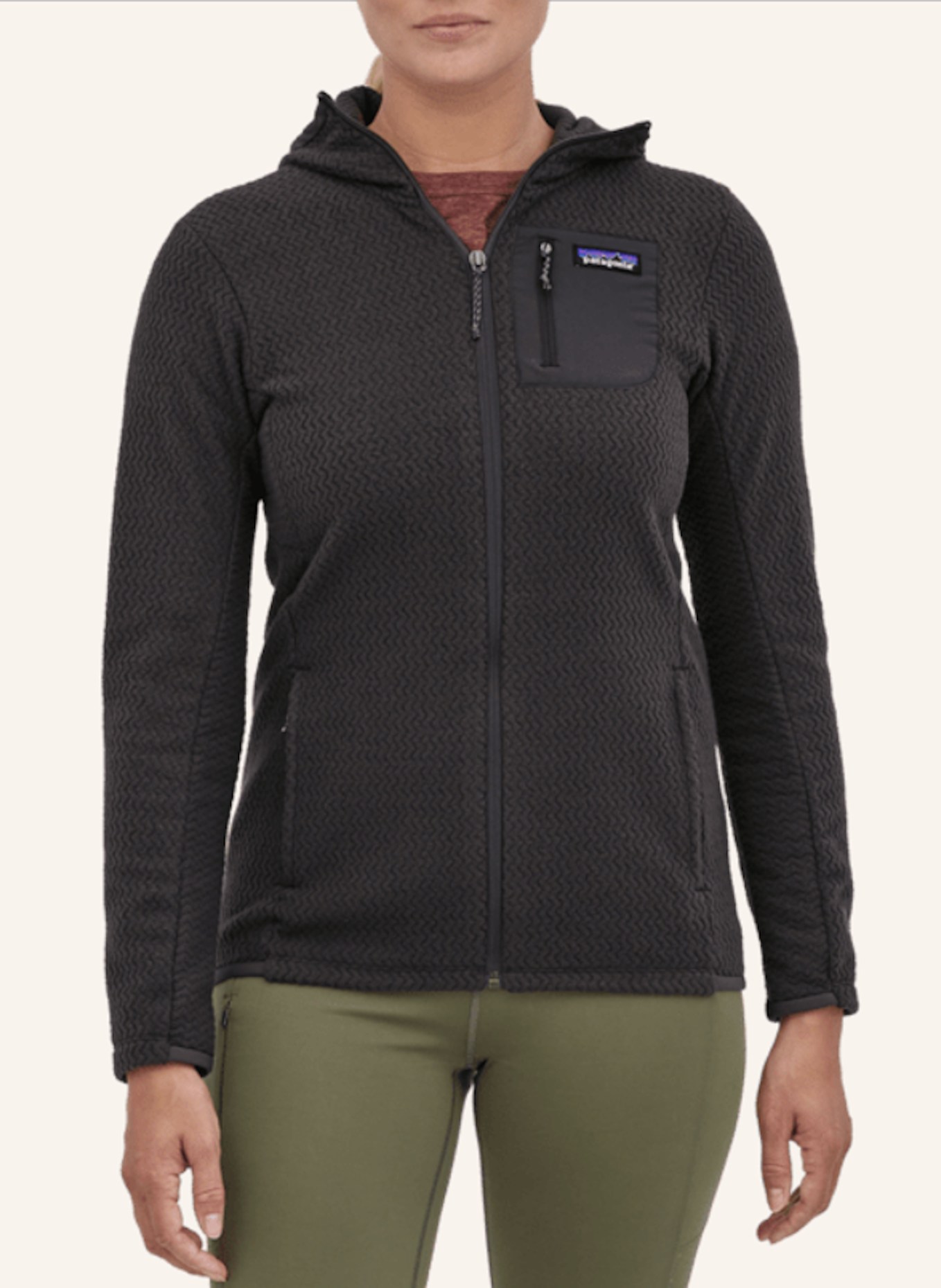 patagonia Fleece R1 AIR FULL ZIP BLACK: SCHWARZ