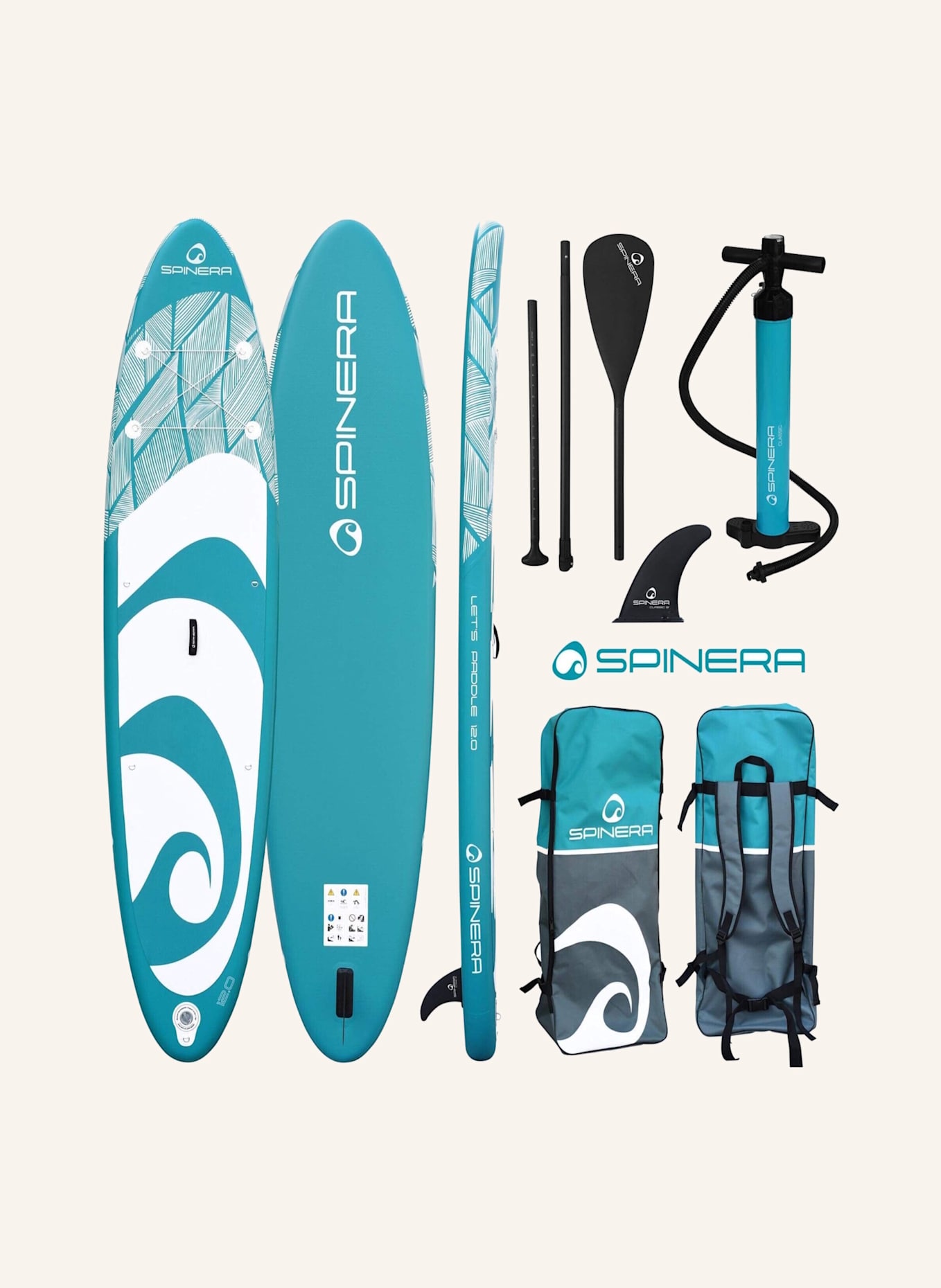 SPINERA Stand up Paddelboard LETS PADDLE 12.0: ECRU