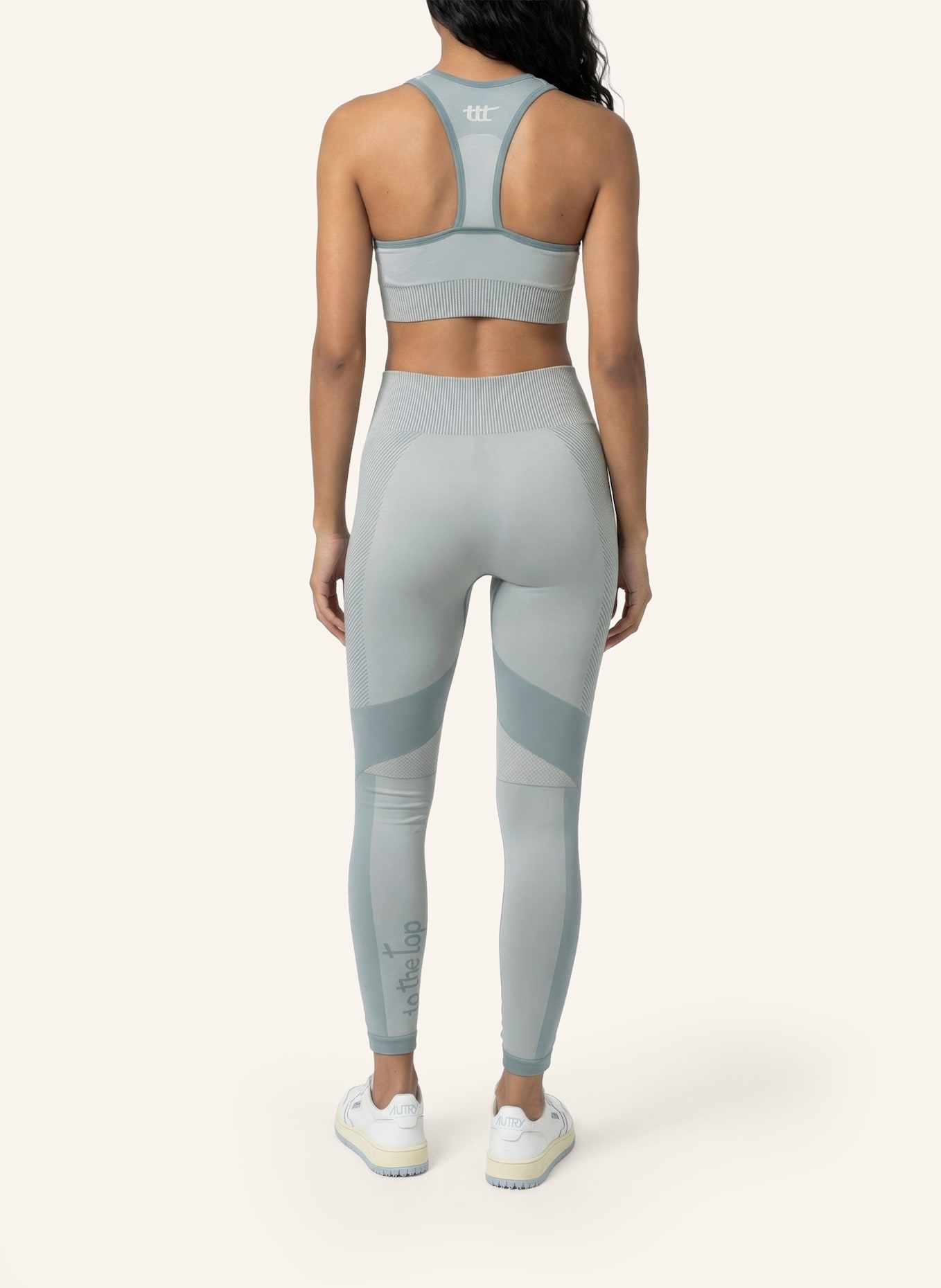 to the top Leggings SEAMLESS: BLAUGRAU
