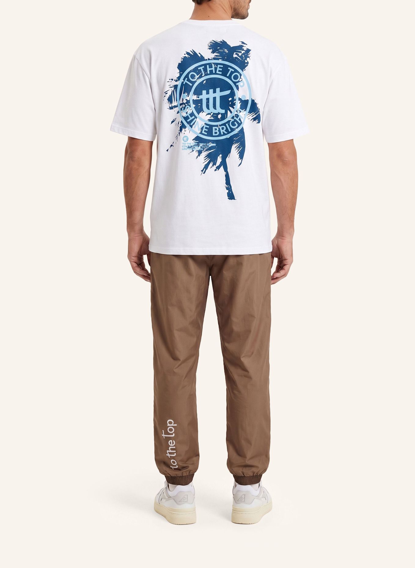 to the top T-Shirt Print Palm: WEISS
