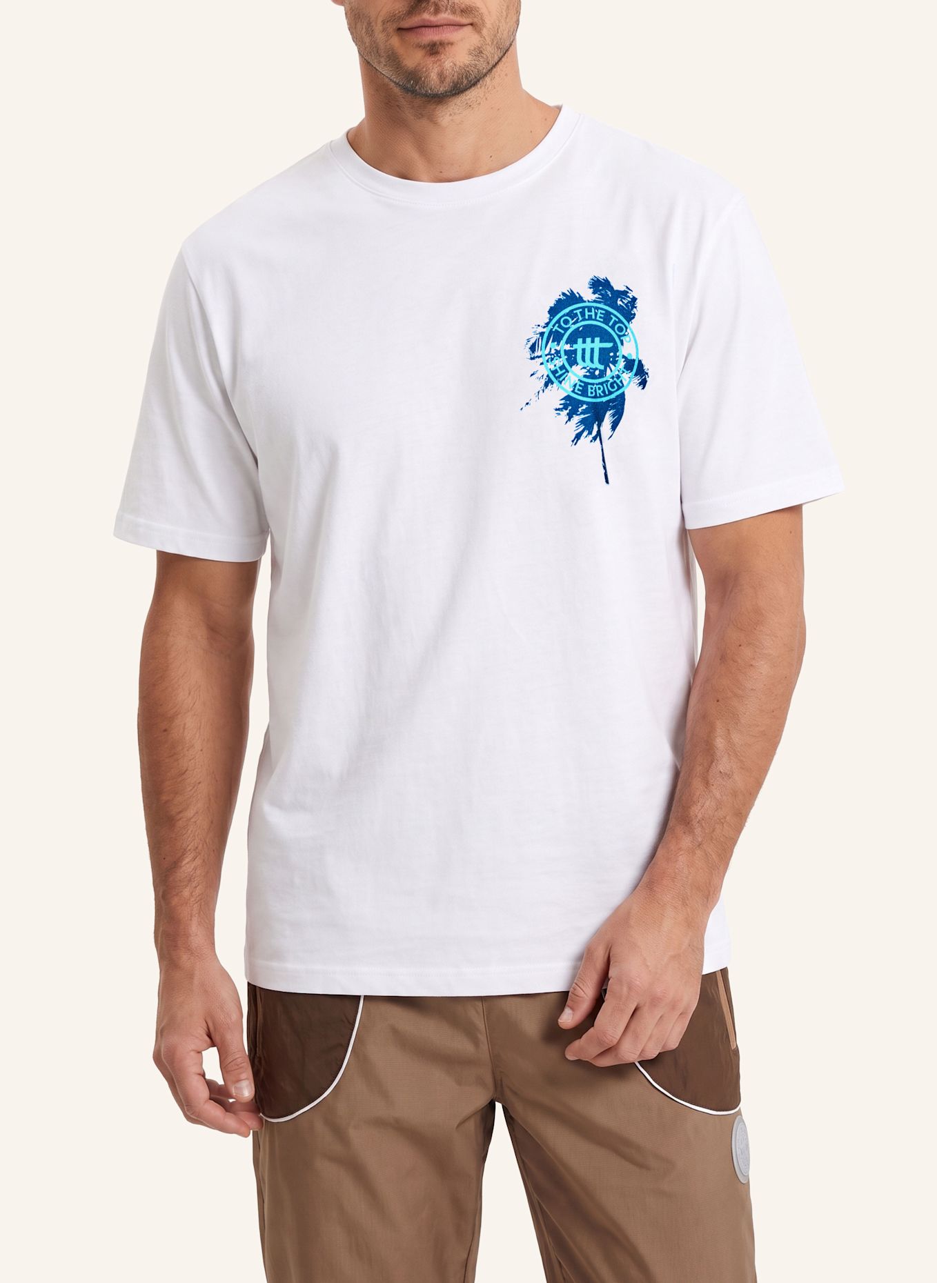 to the top T-Shirt Print Palm: WEISS