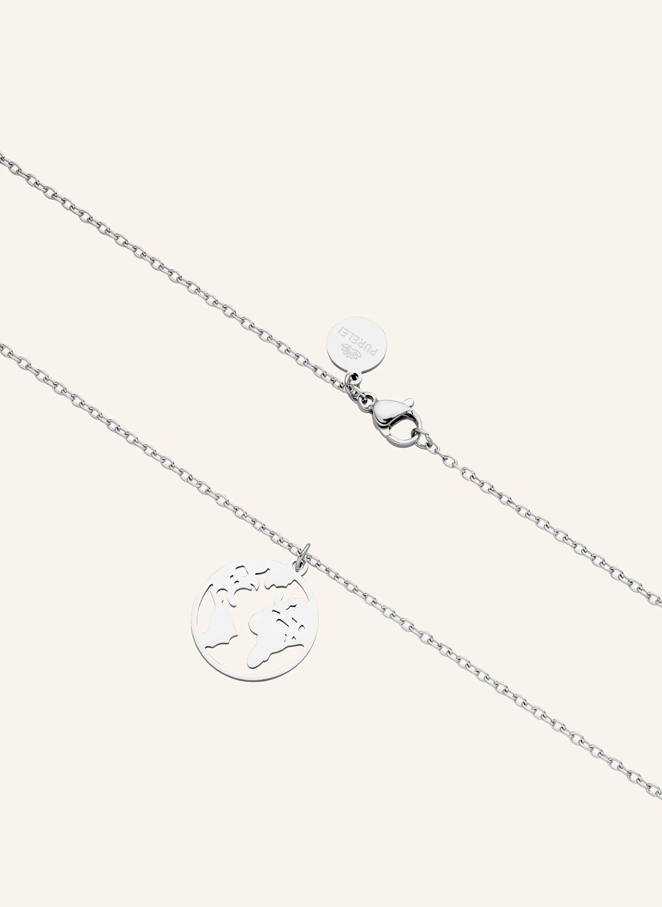 PURELEI Kette WORLD MAP: SILBER
