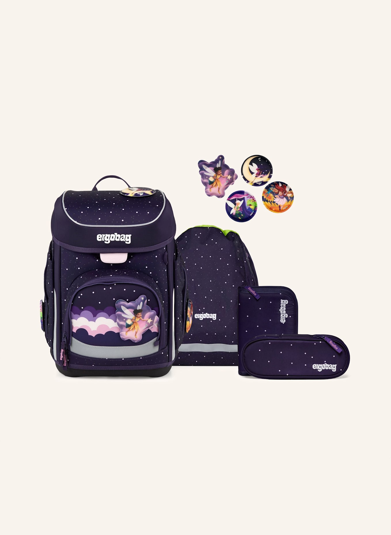 ergobag CUBO Set: DUNKELLILA