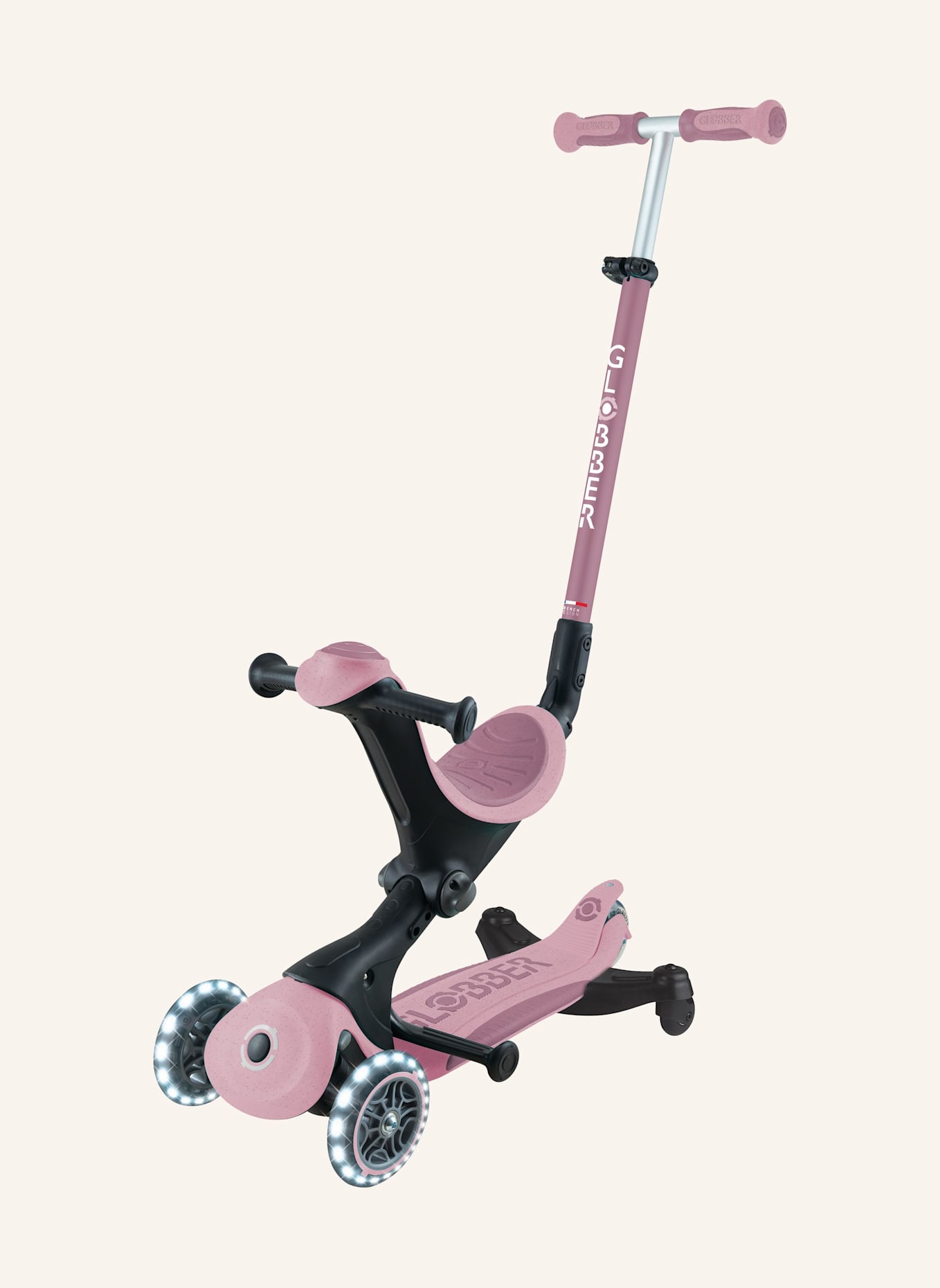 GLOBBER Scooter GO-UP DELUXE LIGHTS ECO 360: ROSA