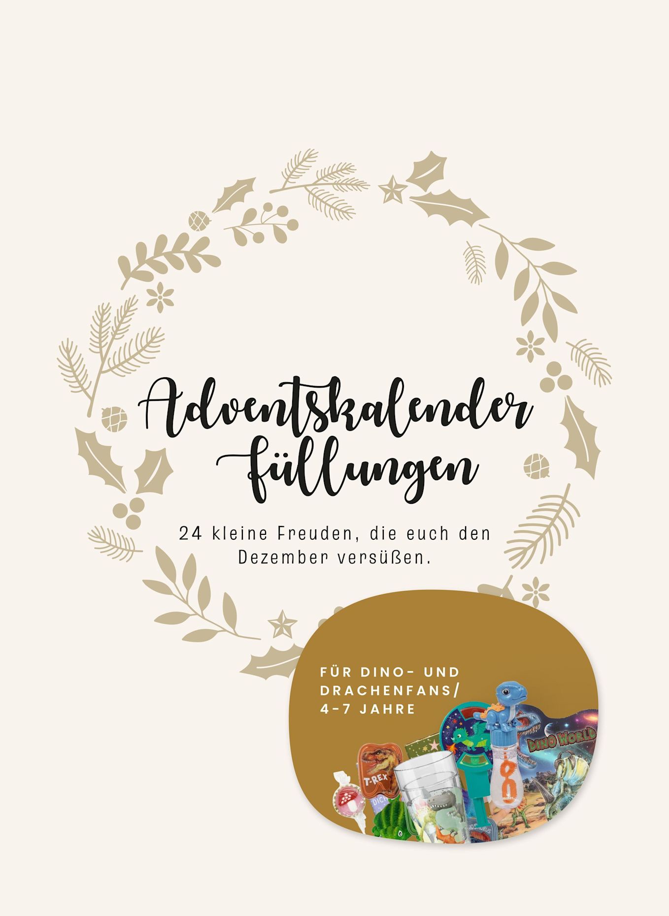 Korbmayer Adventskalender-Füllung für Dino- und Drachenfans, 4–7 Jahre: ROT
