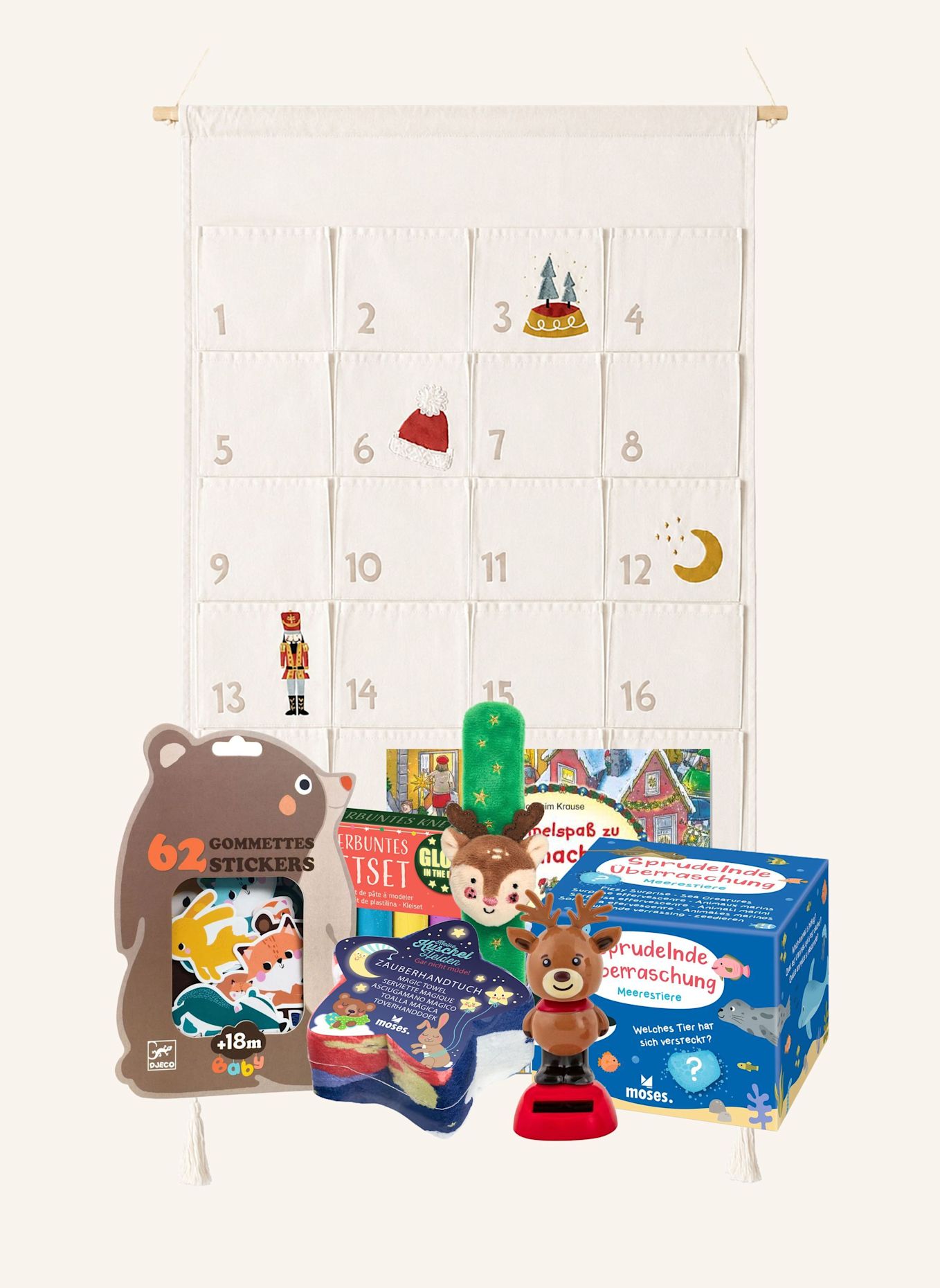 Korbmayer Adventskalender und Füllung Unisex, 2–4 Jahre: ROT