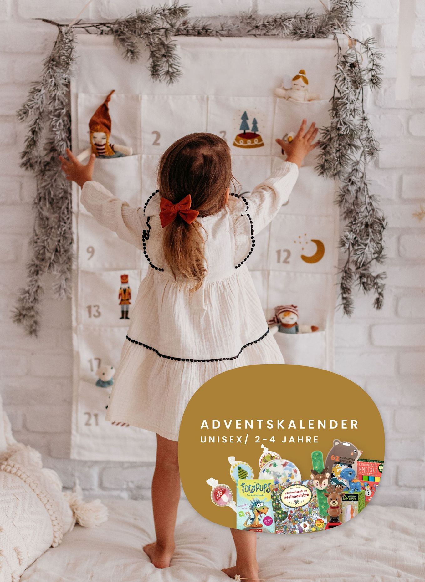 Korbmayer Adventskalender und Füllung Unisex, 2–4 Jahre: ROT