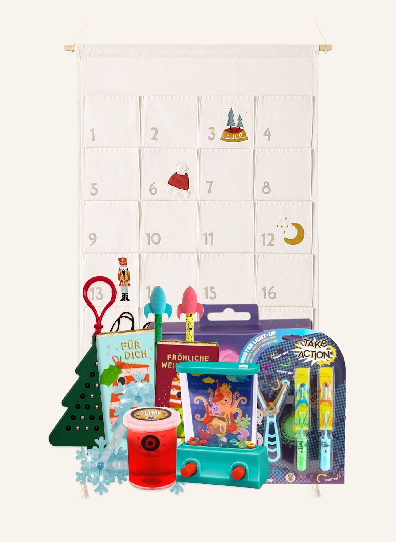Korbmayer Adventskalender und Füllung „Wild & Cool“, 5–7 Jahre: ROT