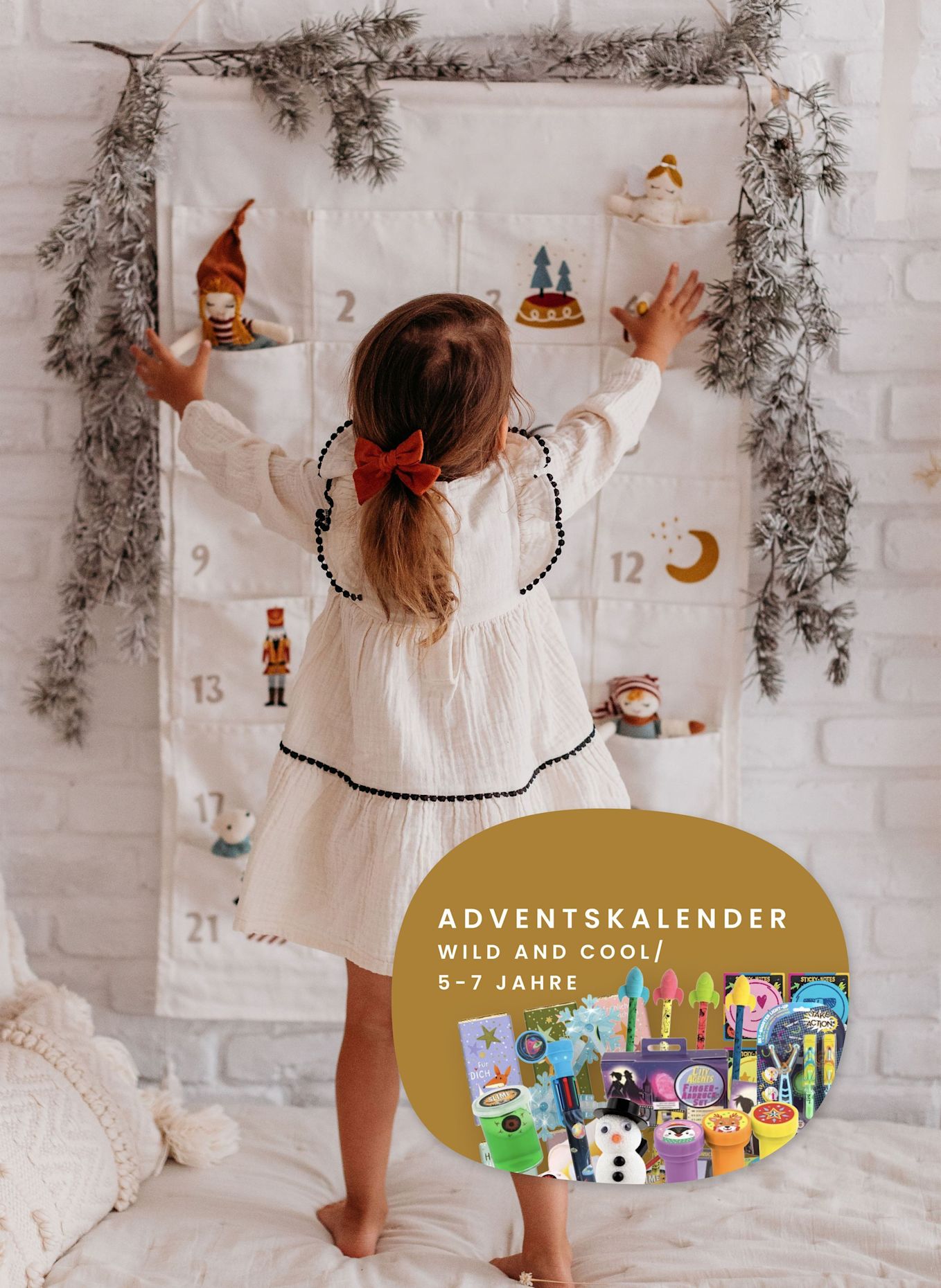 Korbmayer Adventskalender und Füllung „Wild & Cool“, 5–7 Jahre: ROT