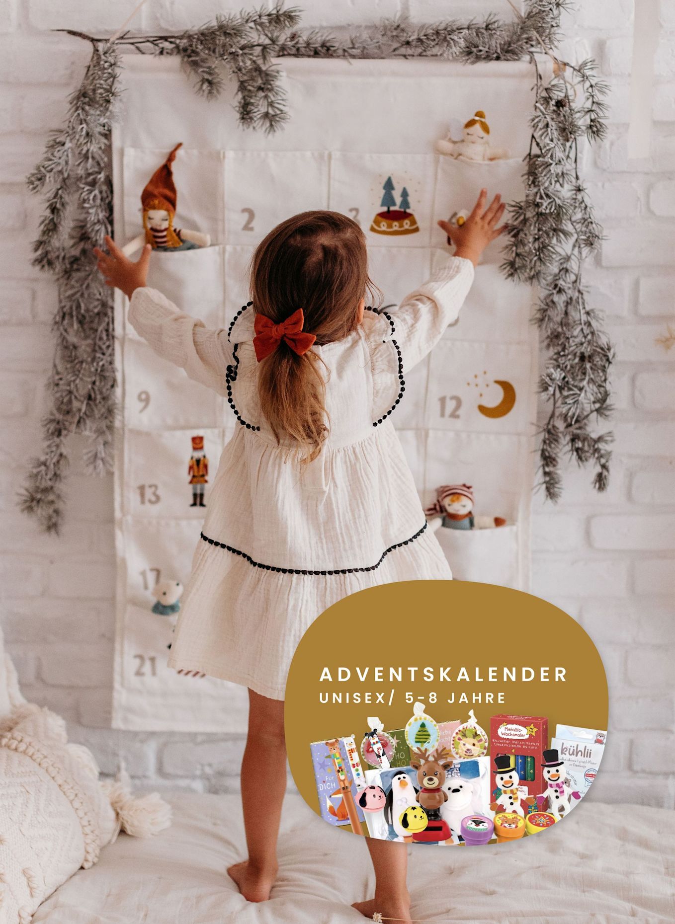 Korbmayer Adventskalender und Füllung Unisex, 5–8 Jahre: ROT