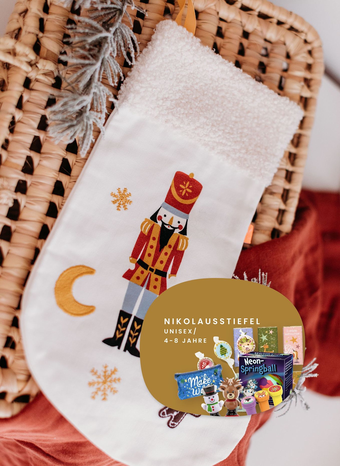 Korbmayer Gefüllter Nikolausstiefel Unisex, 4–8 Jahre: ROT