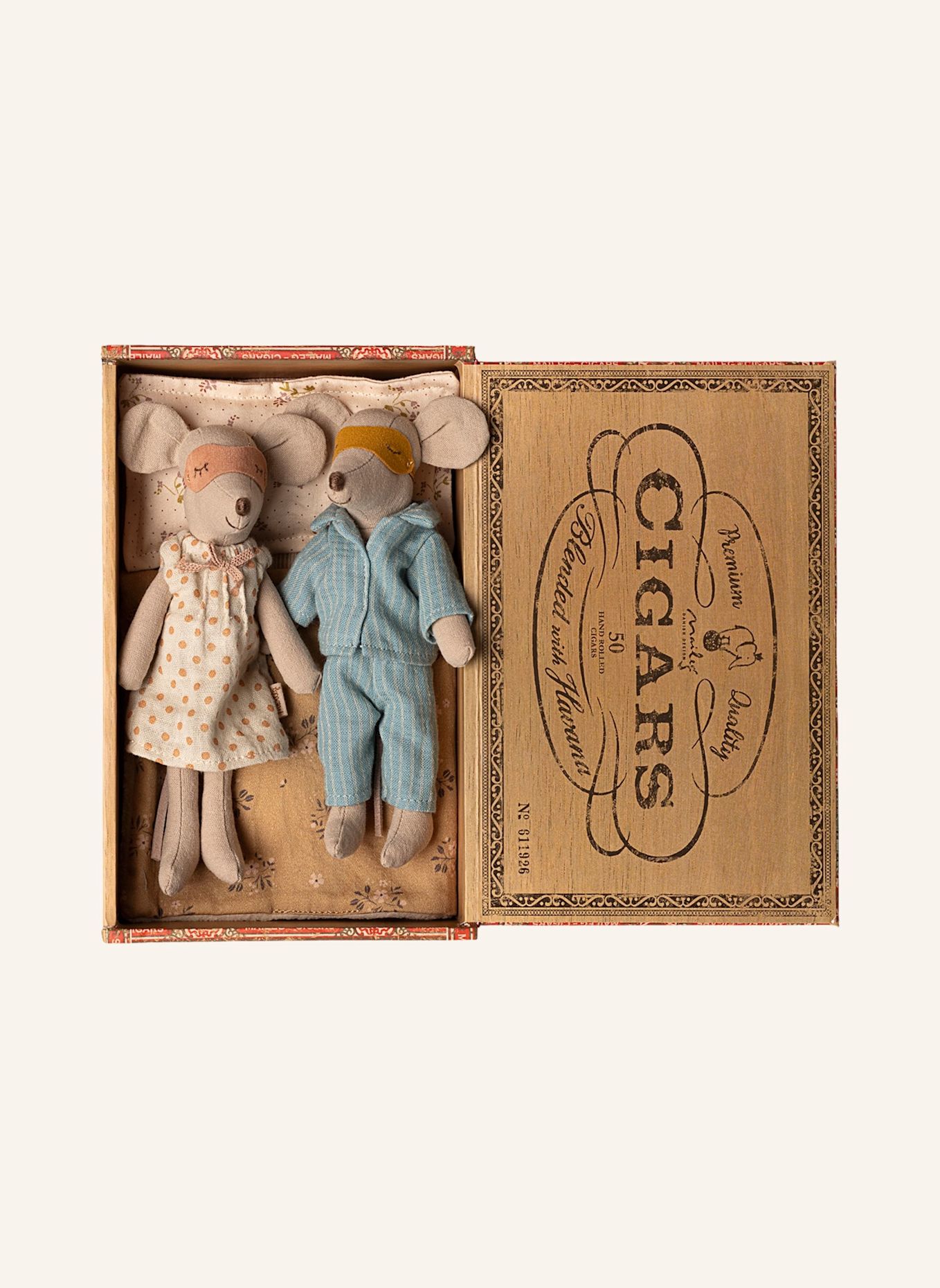 Maileg Mama & Papa Mäuse in Zigarrenkiste: BEIGE