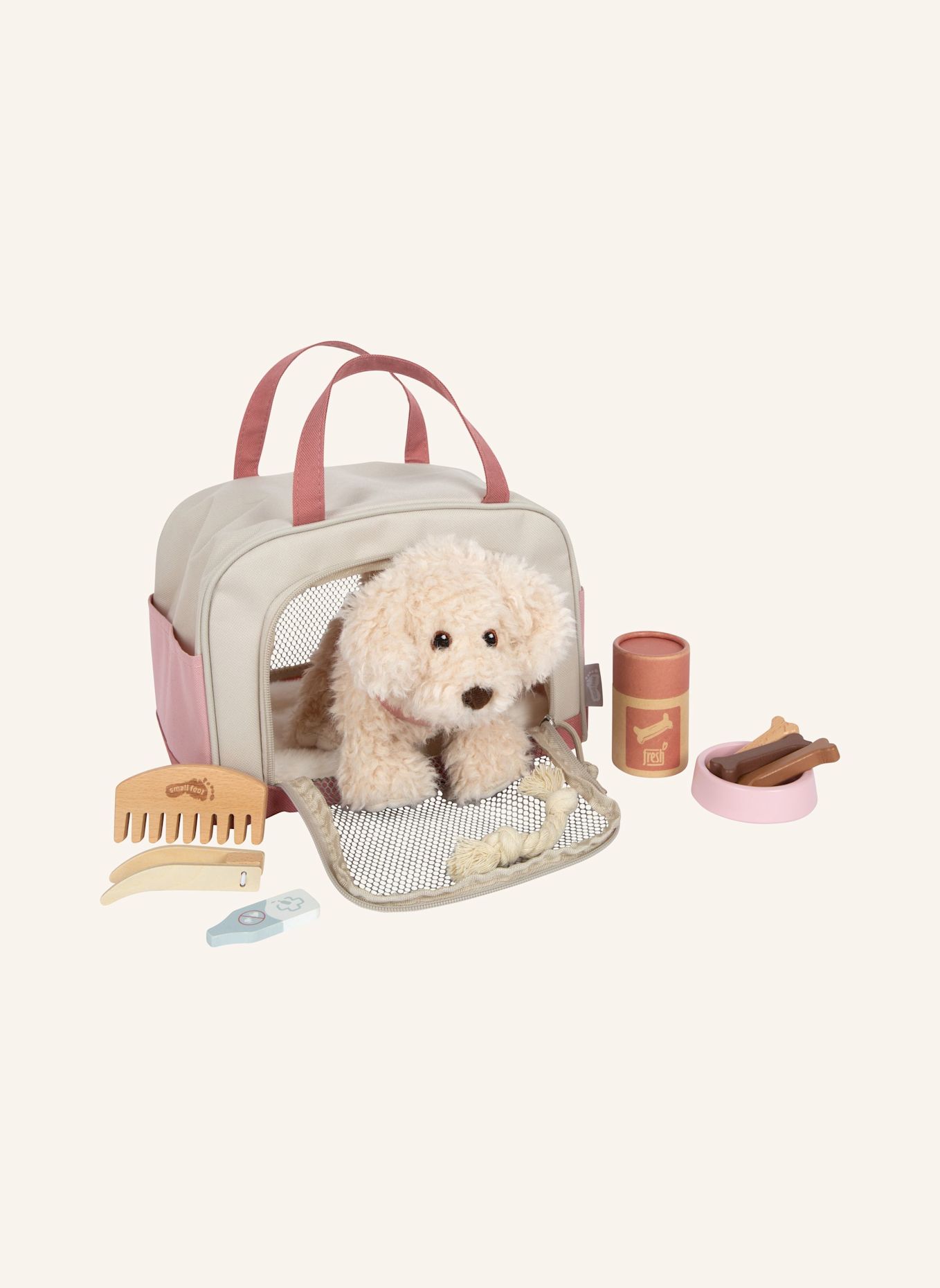 small foot Hund mit Tasche und Pflege-Set: ROSA