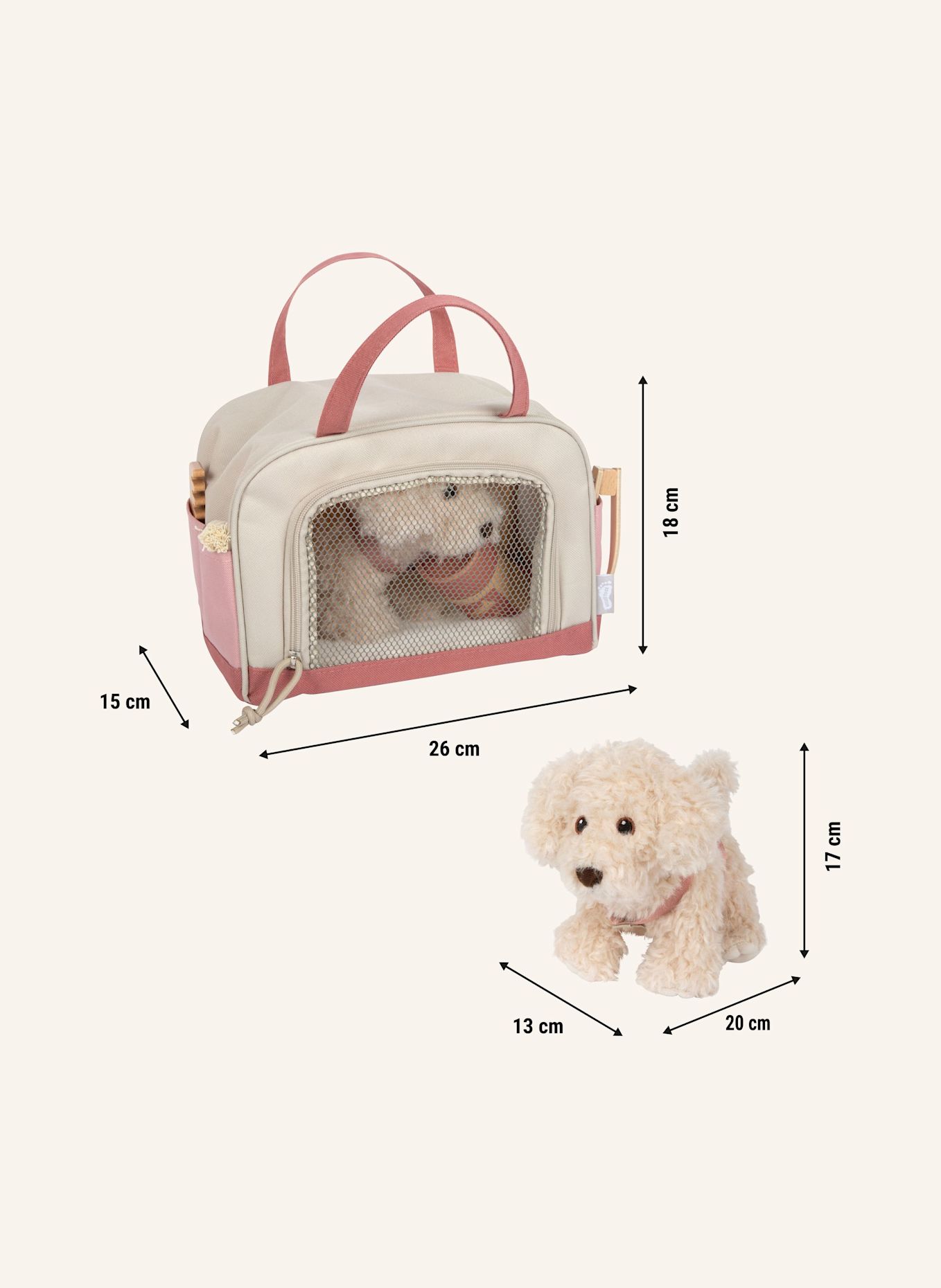 small foot Hund mit Tasche und Pflege-Set: ROSA