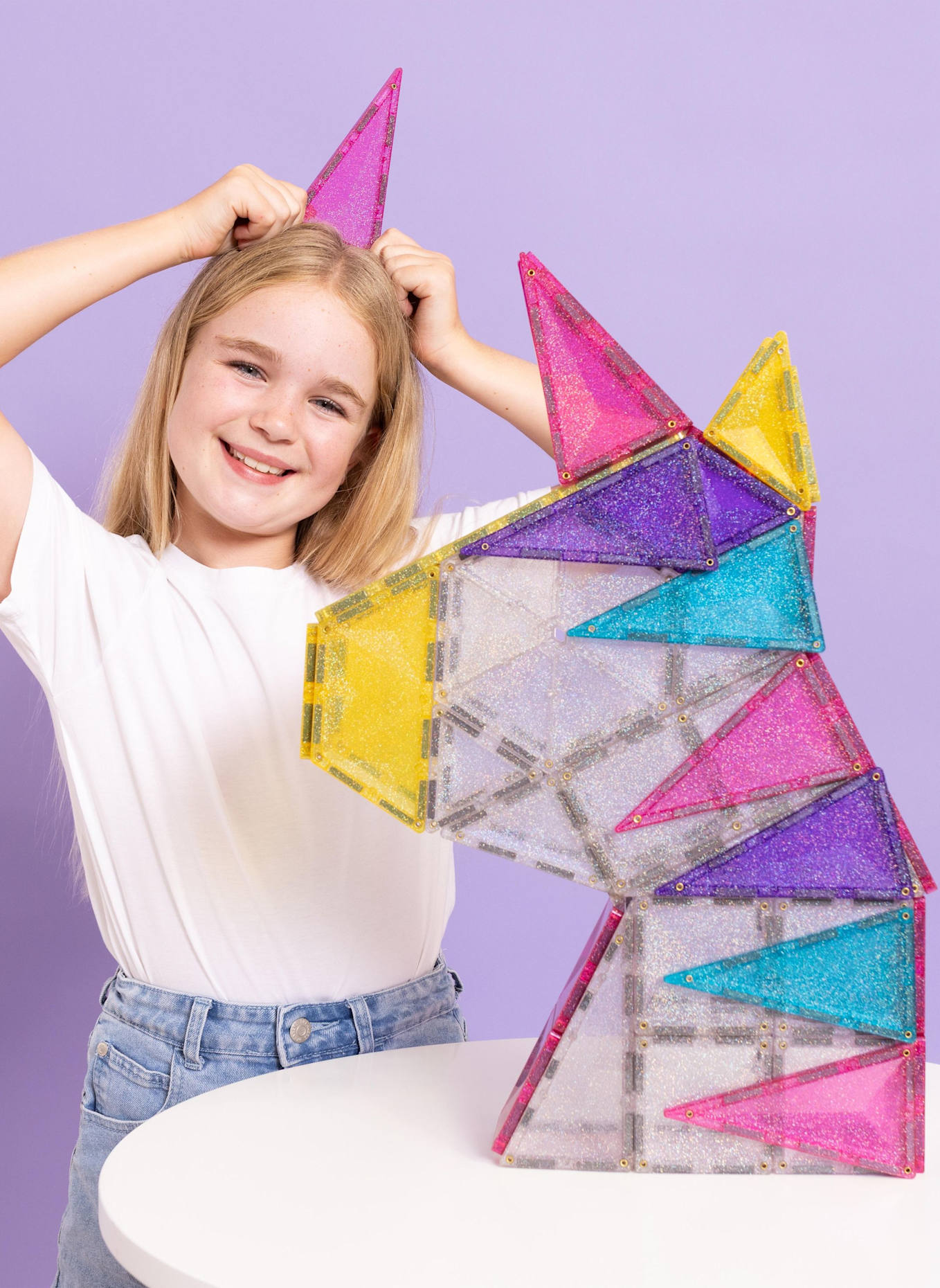 Connetix Glitter Einhorn-Set: PINK